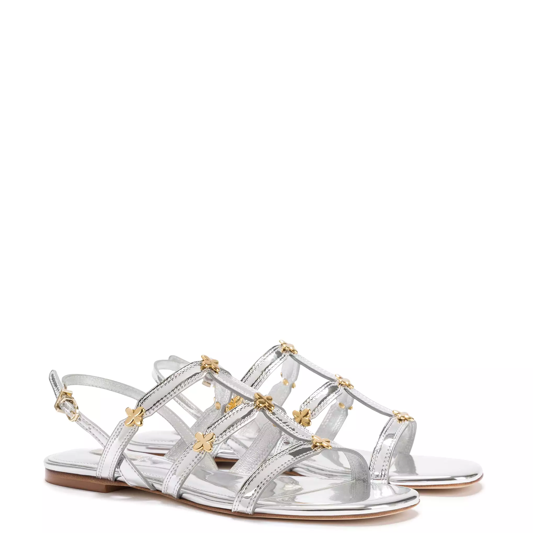 Harmony Flat Sandal In Silver Specchio