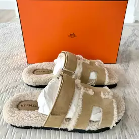 Hermes Chypre Shearling Sandals