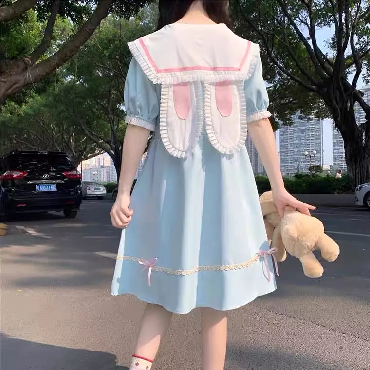 JAPANESE CUTE RABBIT EARS NAVY COLLAR DRESS BY50040