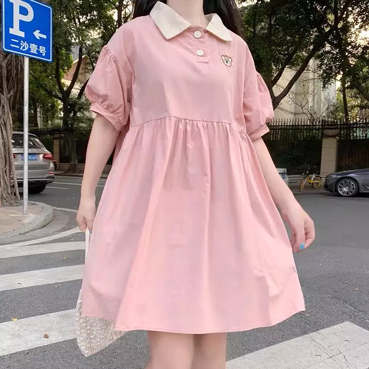 JAPANESE PREPPY STYLE CUTE BEAR POLO DRESS BY60018