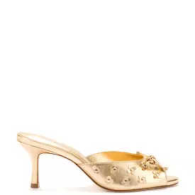 Jasmine Mule In Gold Metallic Leather