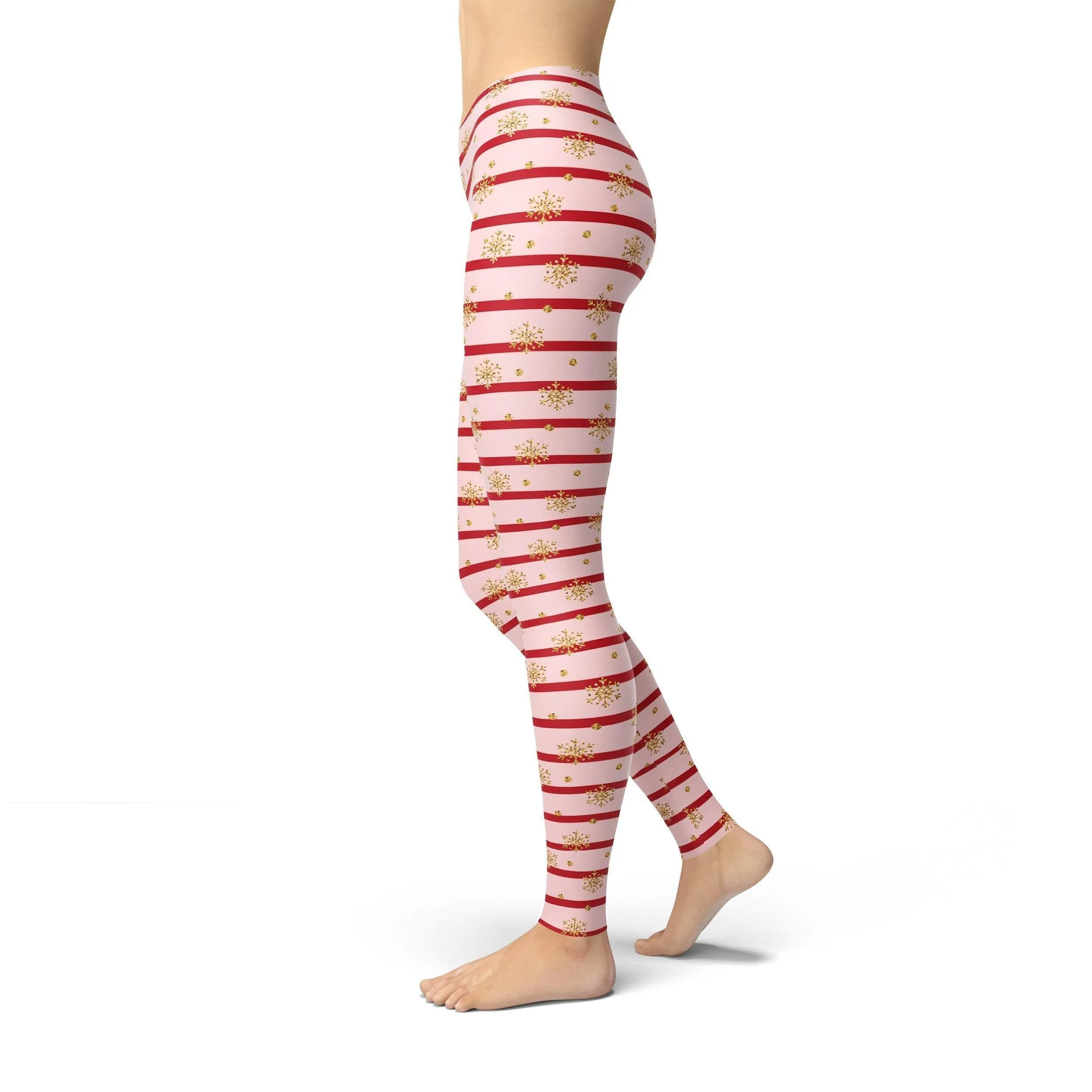 Jean Pink Holiday Stripes Leggings