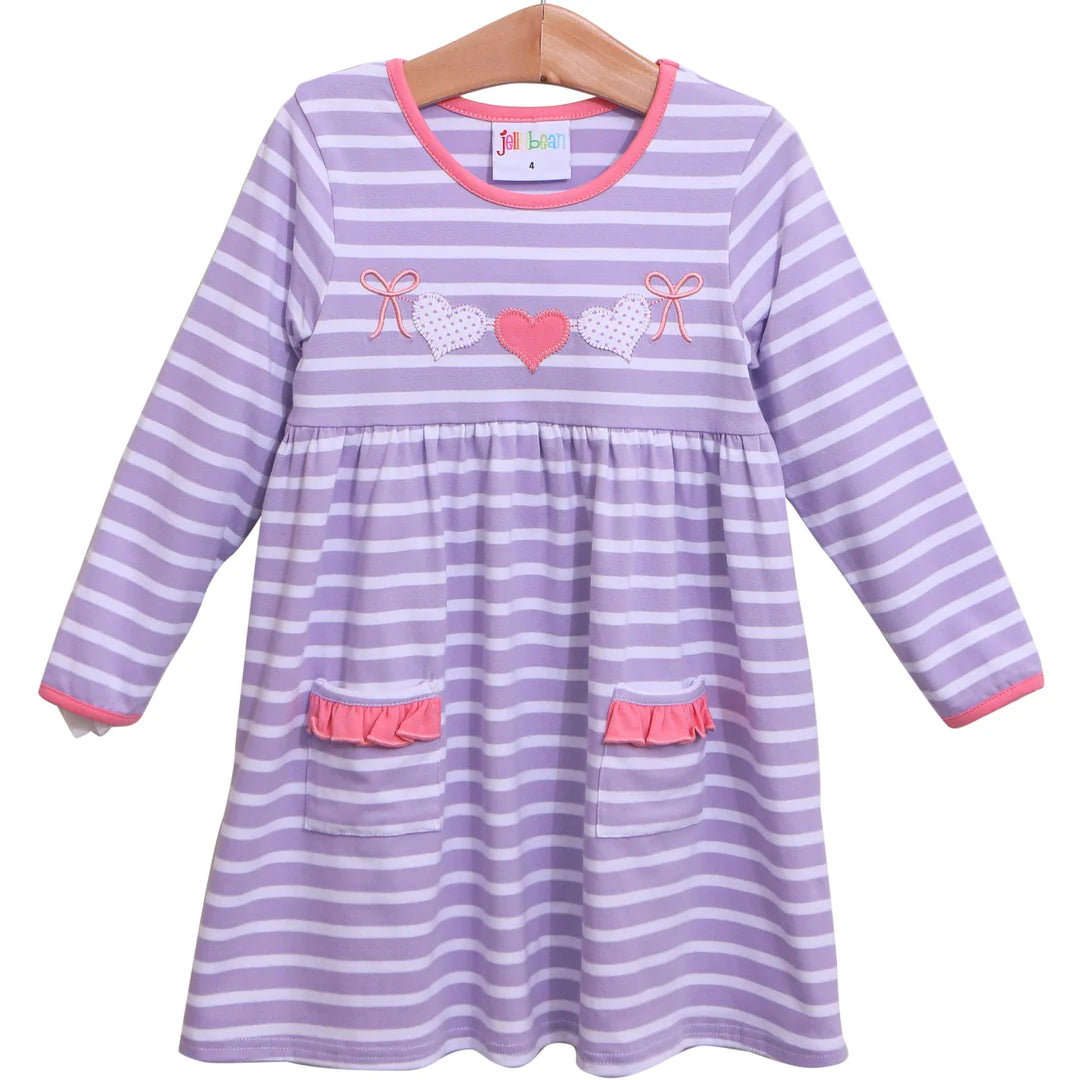 Jellybean - Heart Banner Applique Pocket Dress