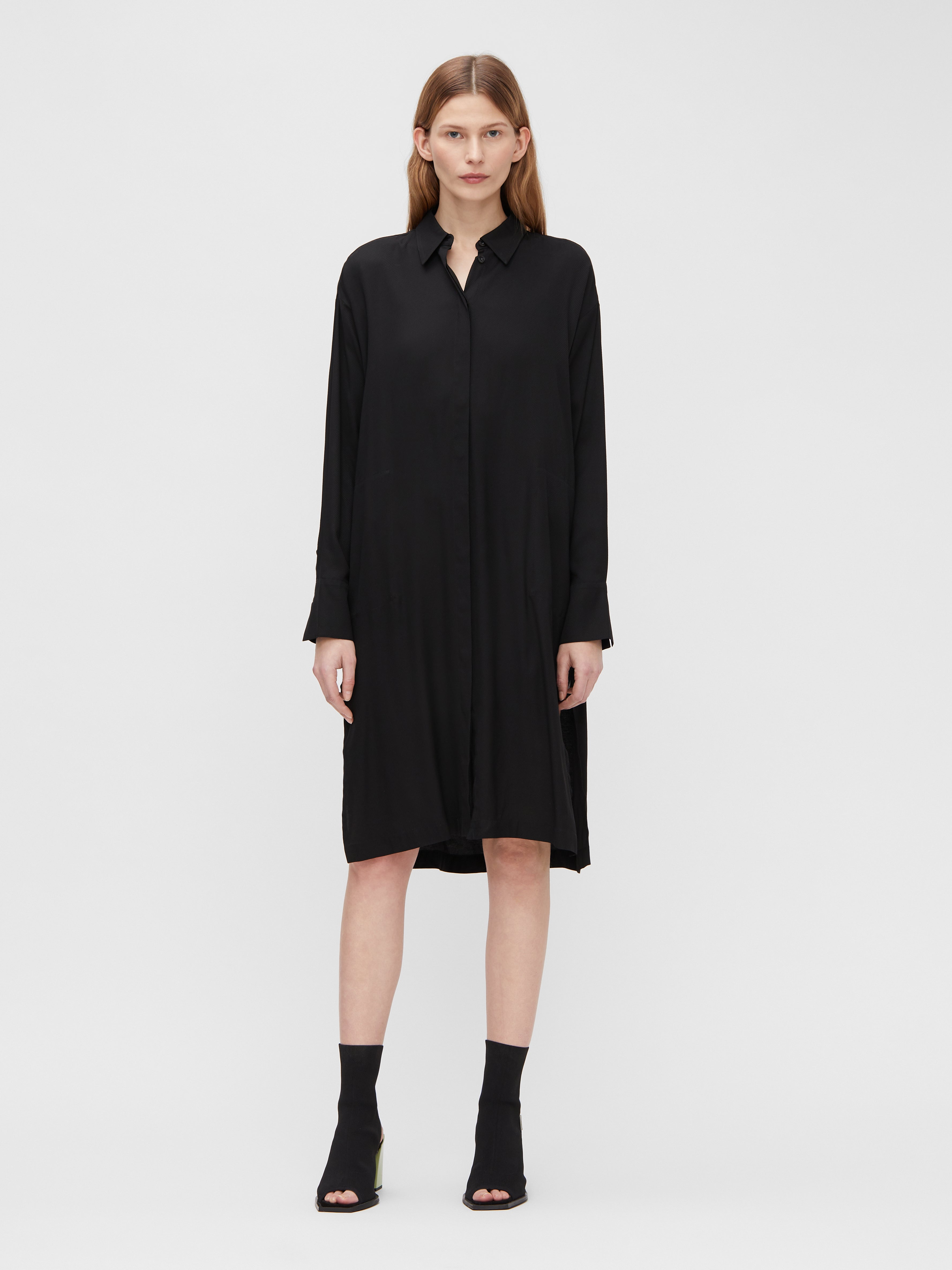 J.Lindeberg Womens Georgia Midi Shirt Dress - BLACK