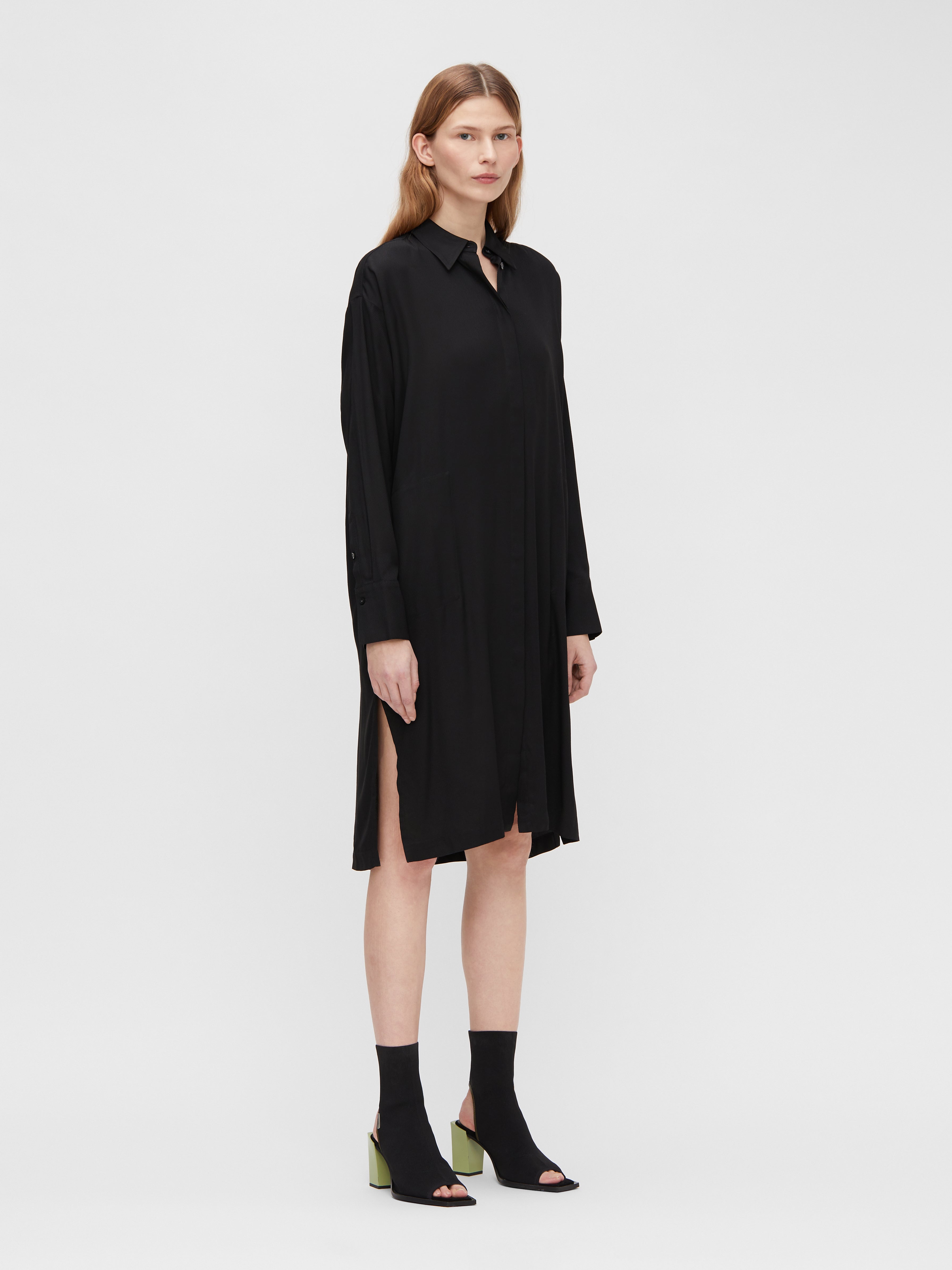 J.Lindeberg Womens Georgia Midi Shirt Dress - BLACK