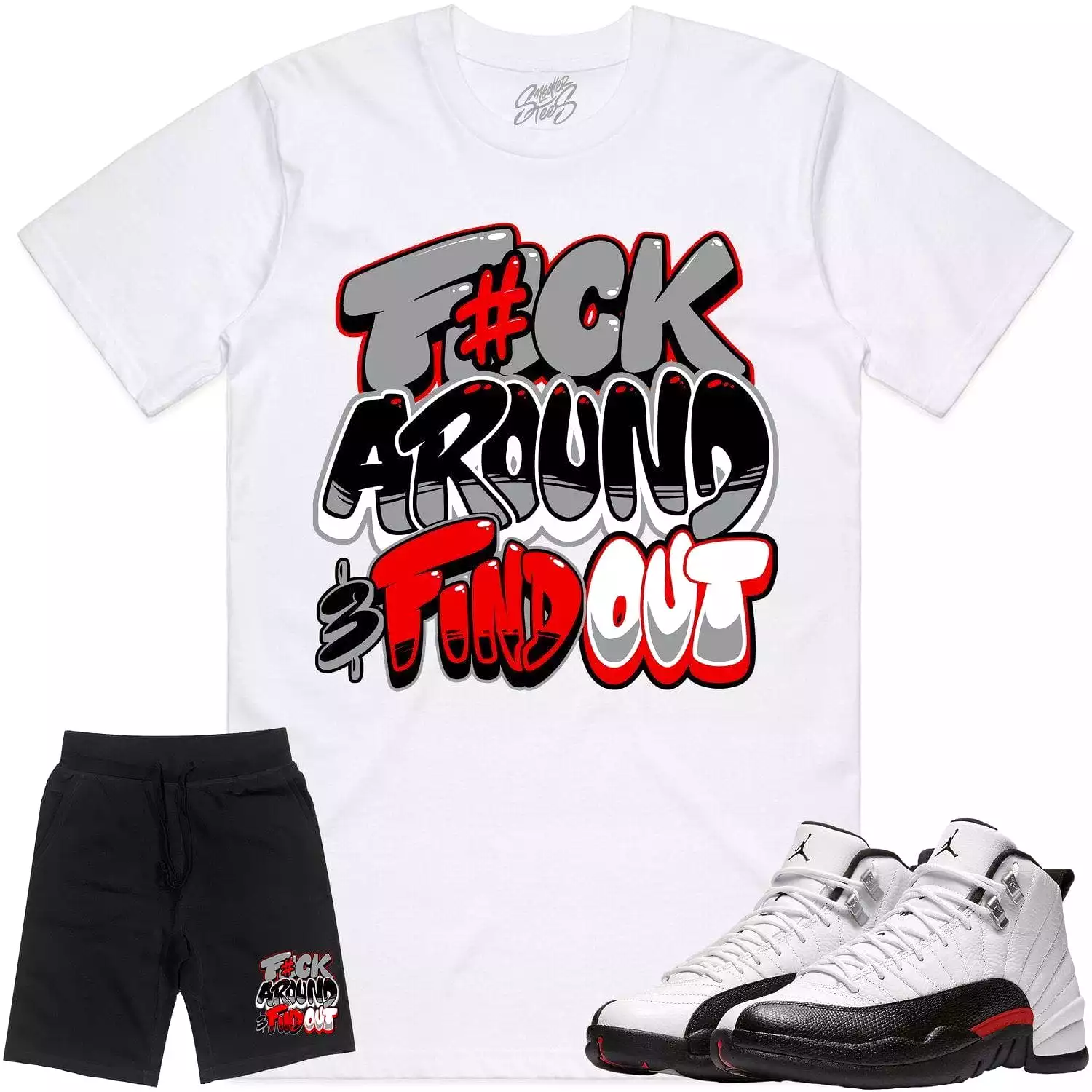 Jordan 12 Red Taxi 12s Sneaker Outfit - RED F#CK