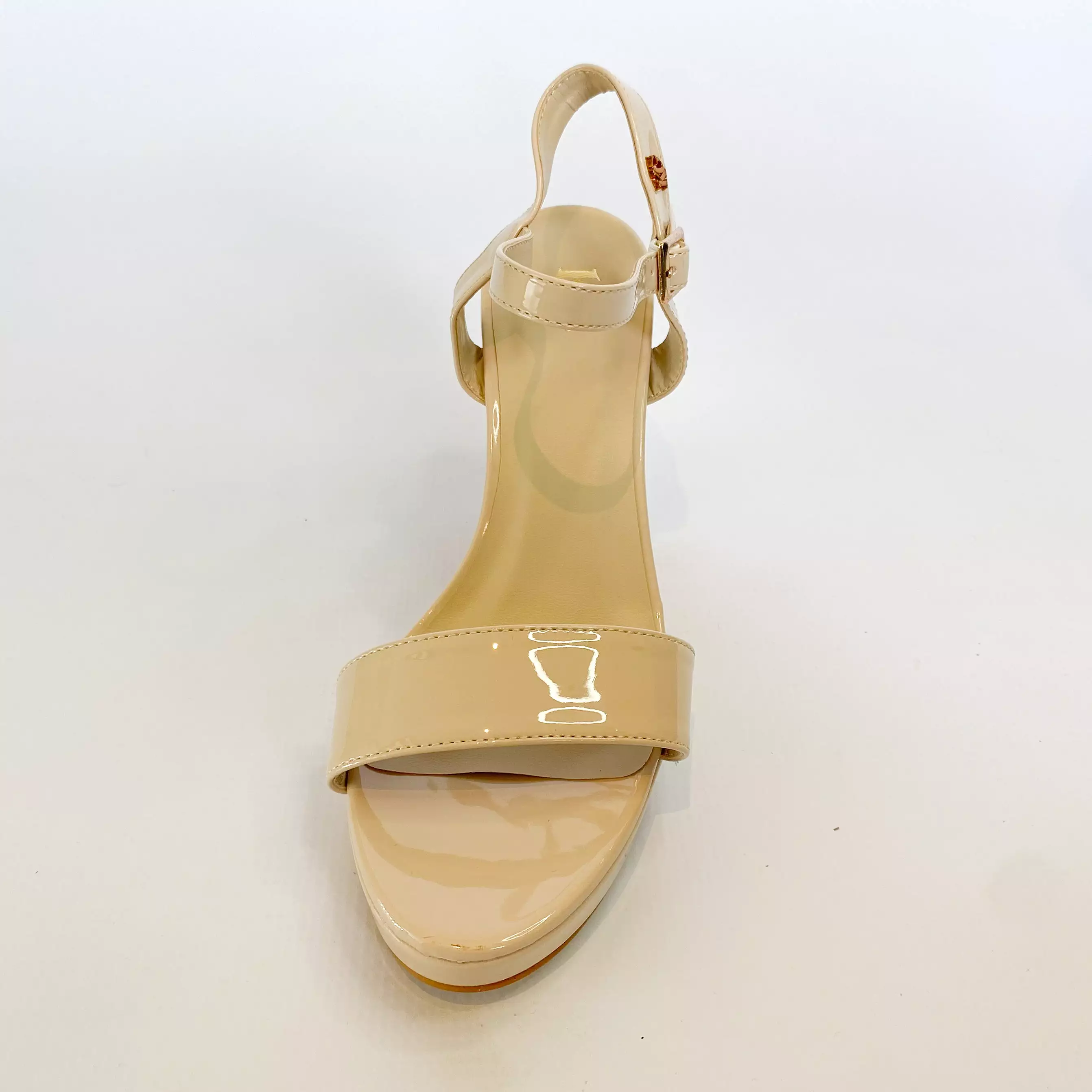 KG nude patent platform sandal