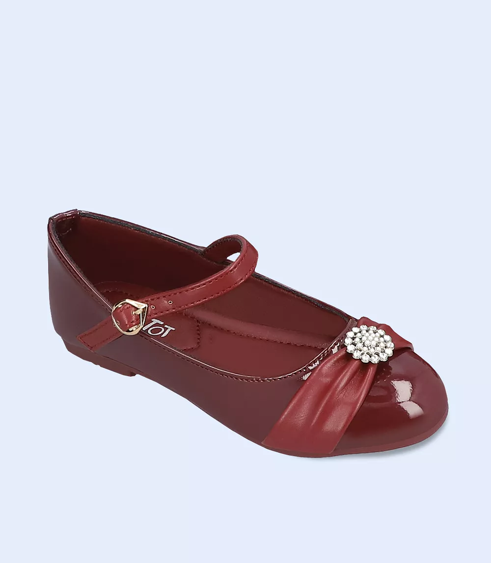 KG0059-MAROON-Girls Casual Ballerina