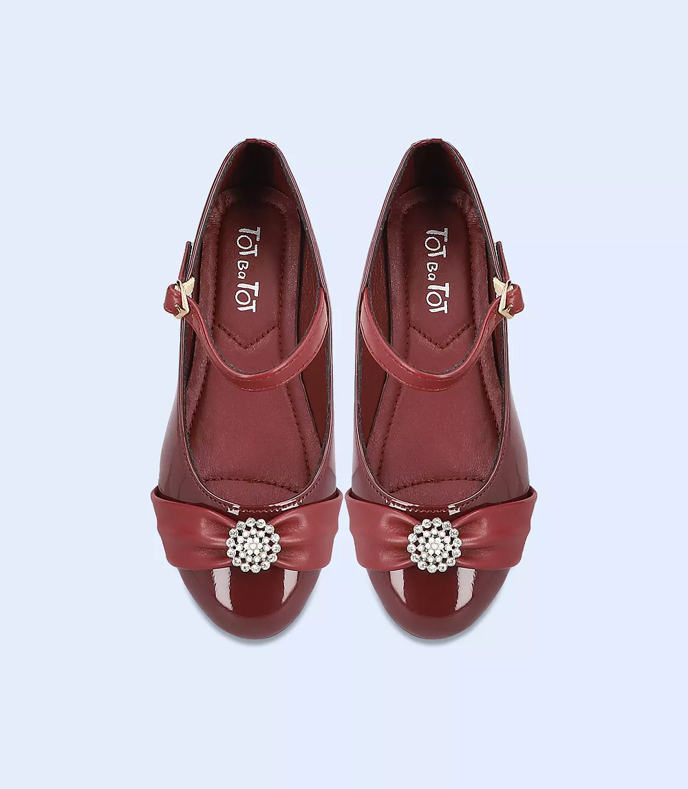 KG0059-MAROON-Girls Casual Ballerina