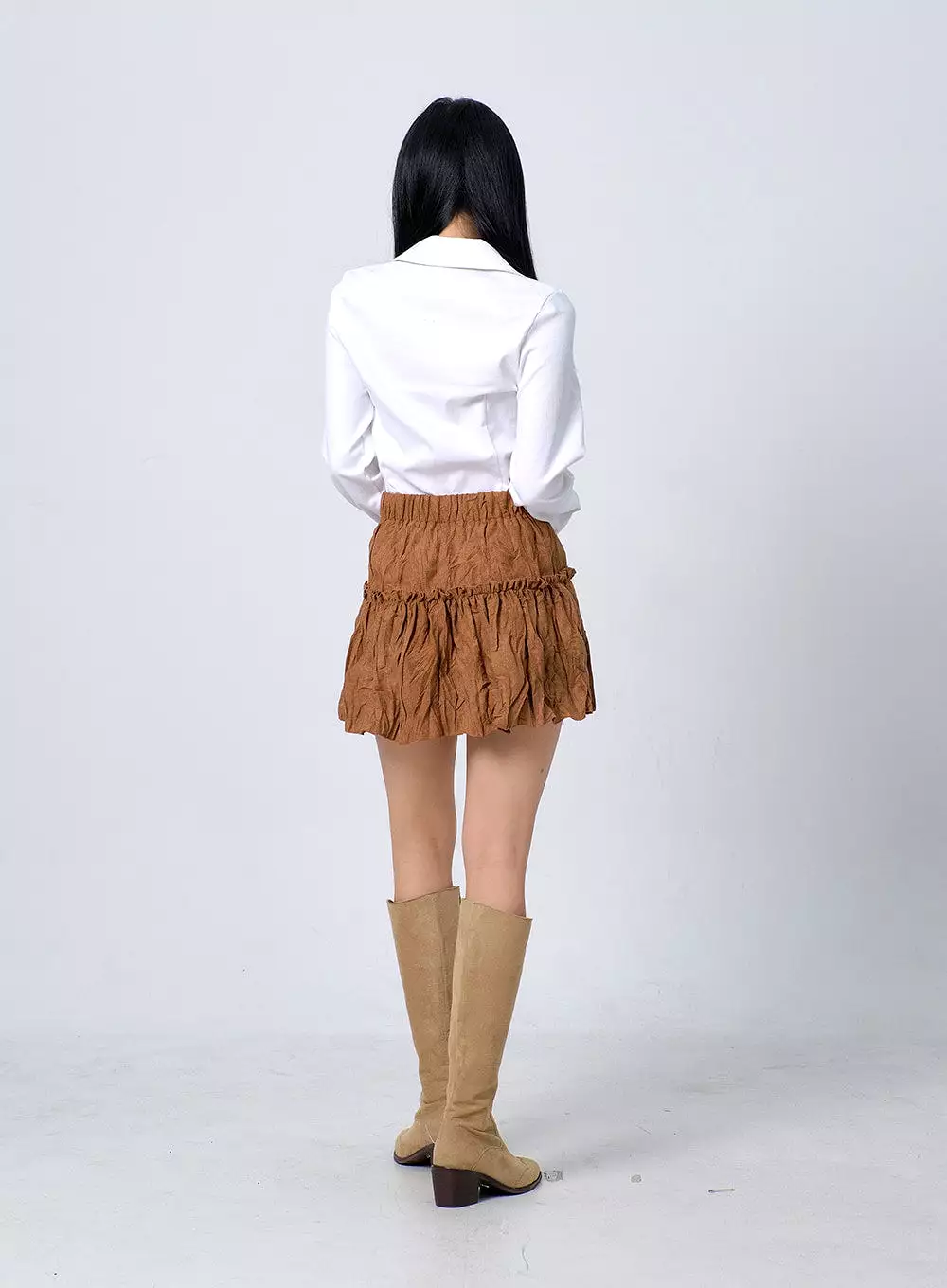 Lace-Up Frill Mini Skirt BJ331