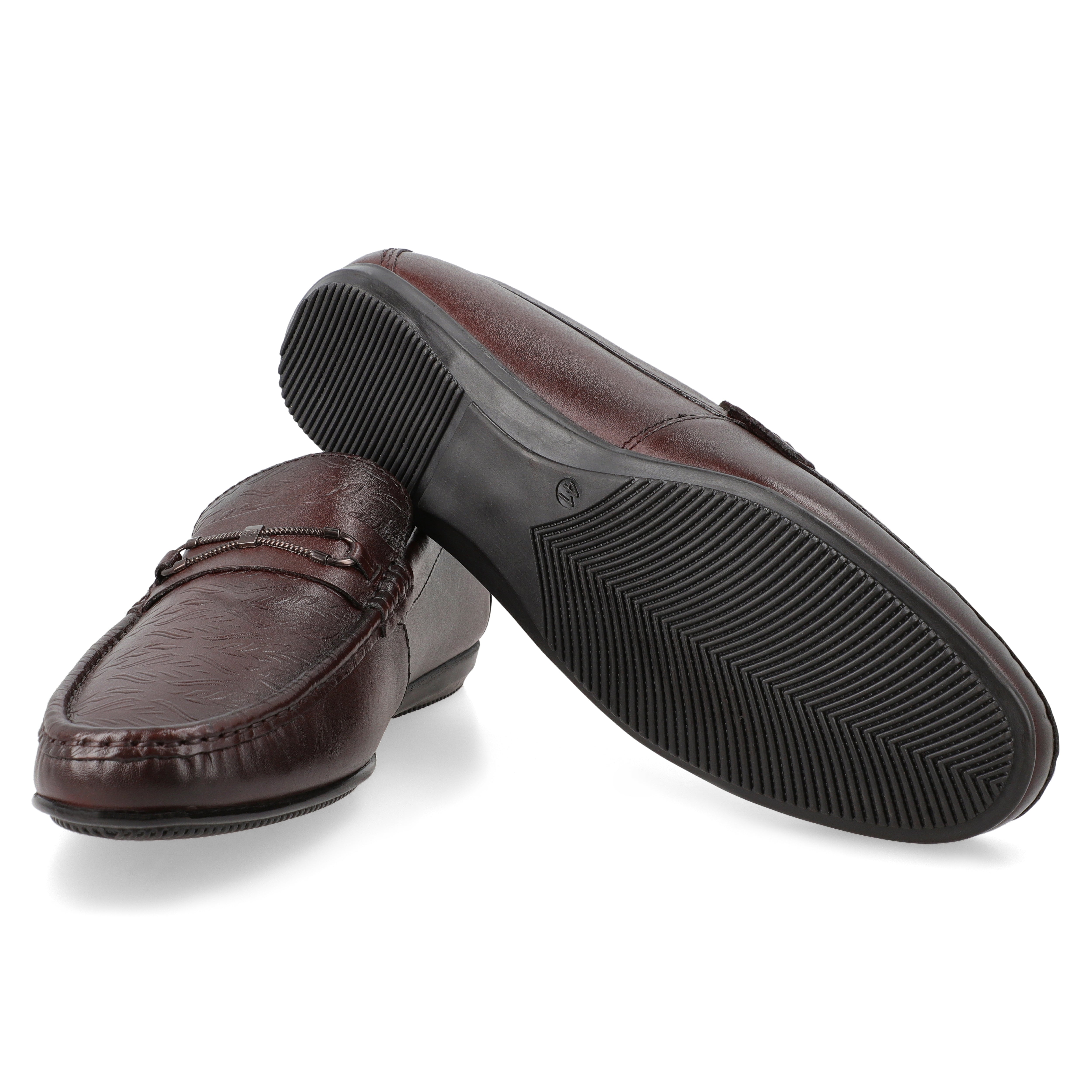 Leaf Patterned Sleek Moccasin-Brown