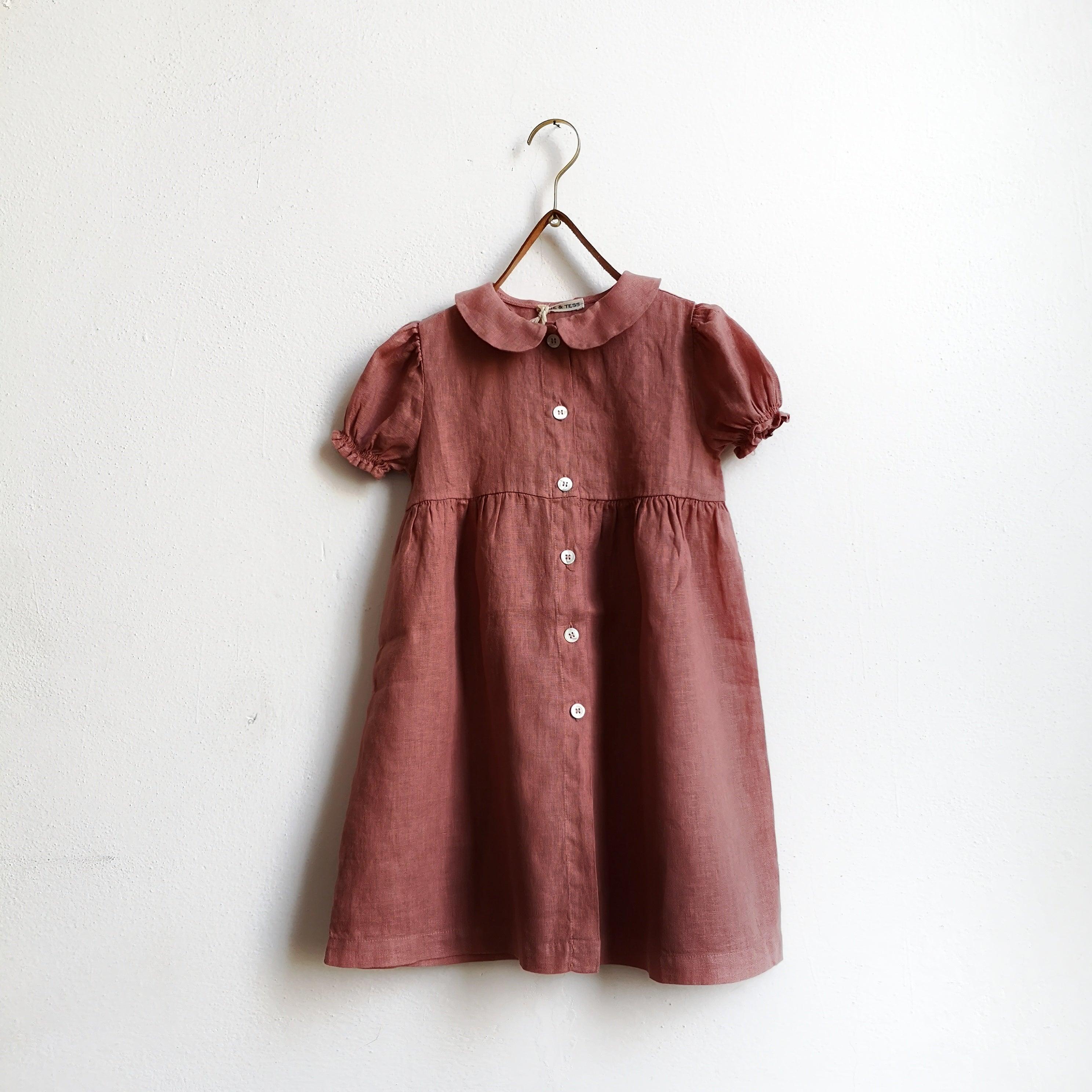 Long linen dress-DUSTY ROSE