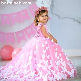 Lovely Baby Girls Birthday 3D Butterfly Ball Gowns