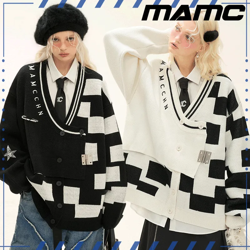 MAMC  |Unisex Street Style Oversized Logo Cardigans