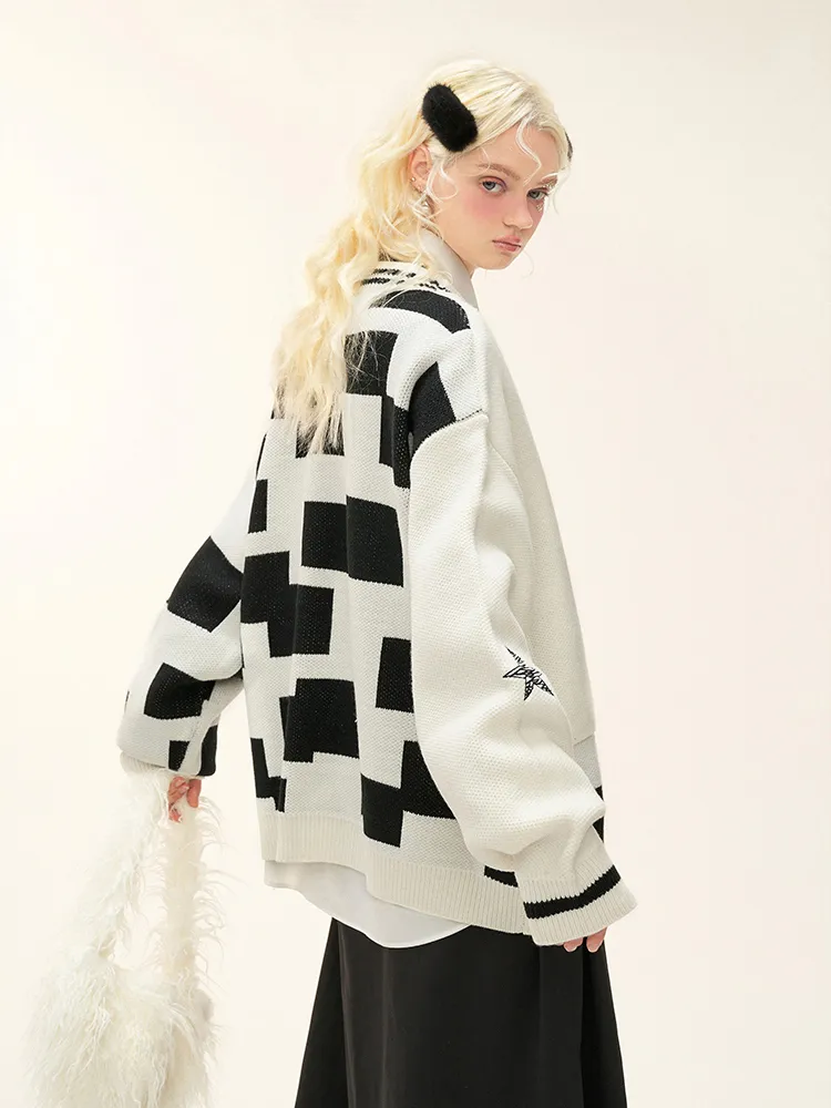 MAMC  |Unisex Street Style Oversized Logo Cardigans