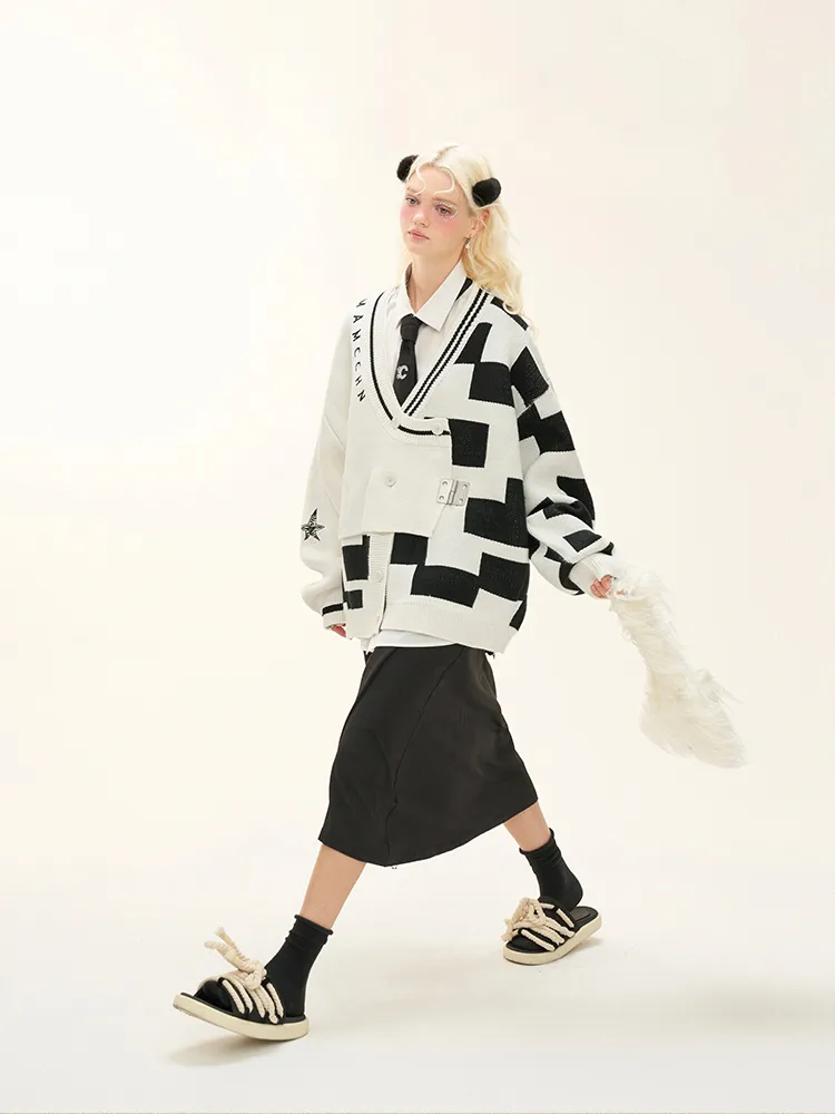 MAMC  |Unisex Street Style Oversized Logo Cardigans