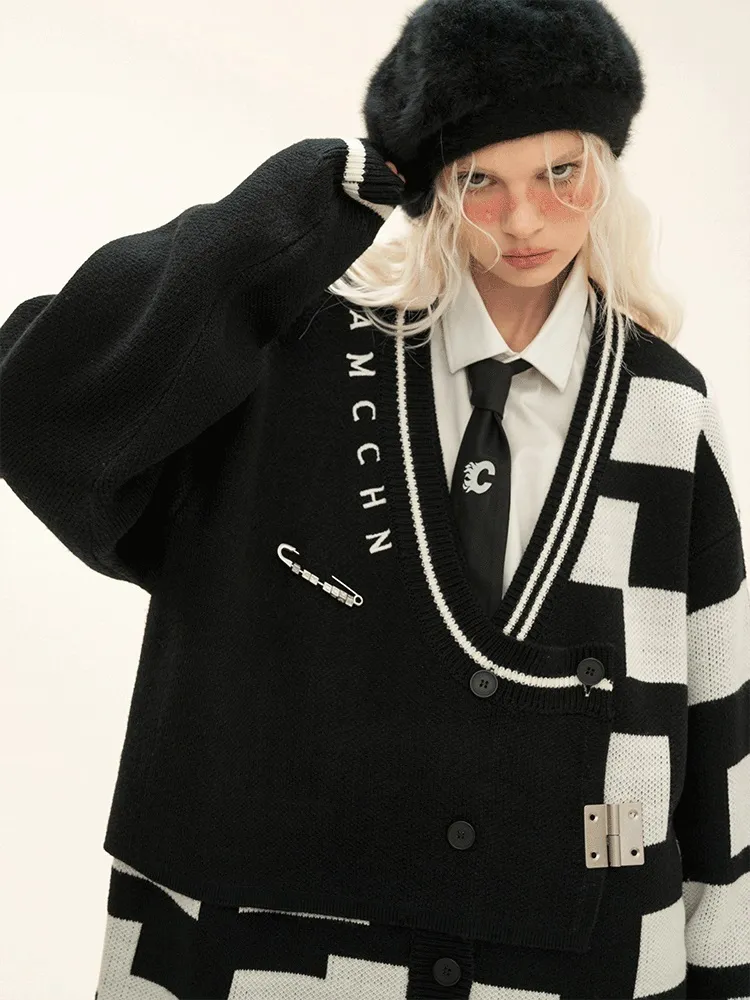 MAMC  |Unisex Street Style Oversized Logo Cardigans