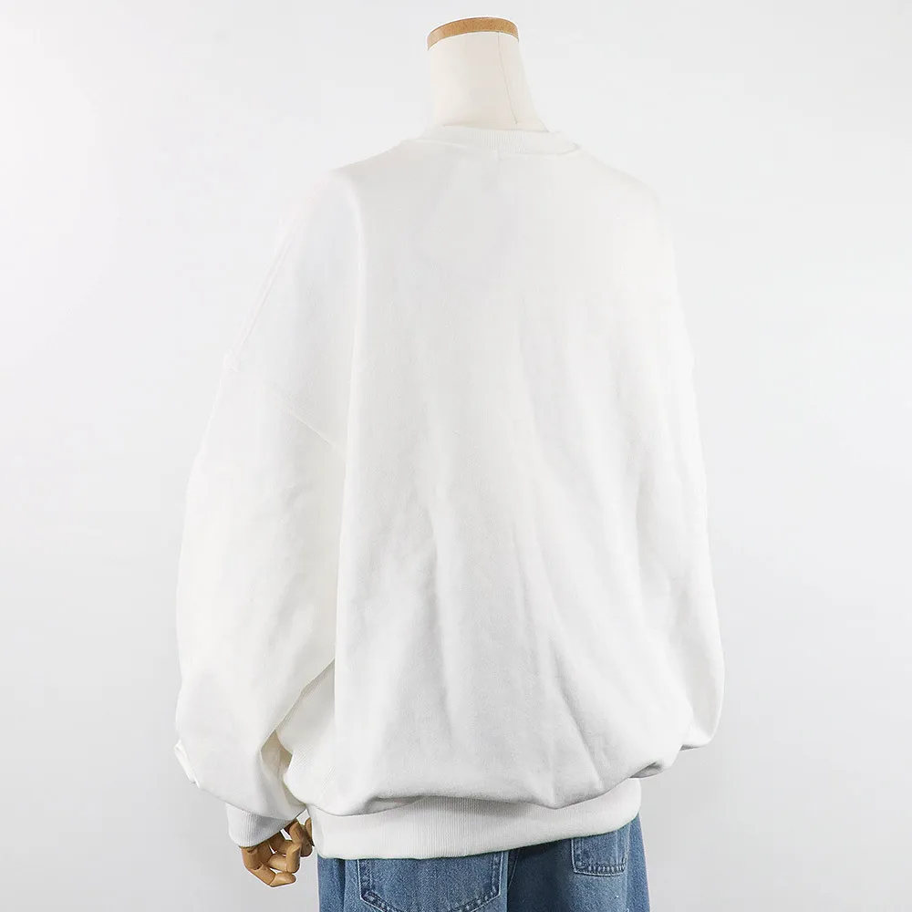 Mardi Mercredi  |Rib Street Style U-Neck Long Sleeves Plain Cotton Oversized