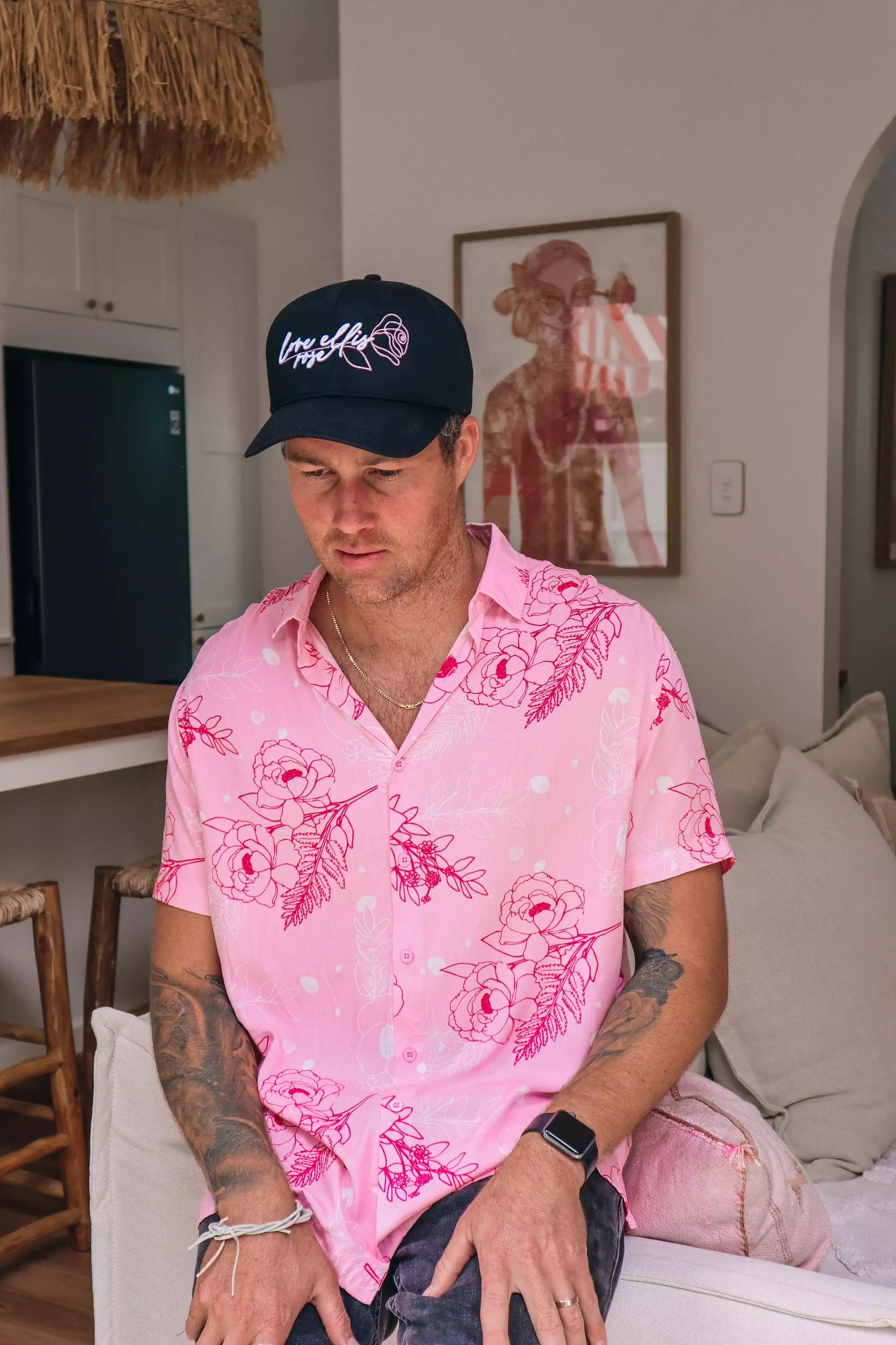 Men's Button Up- Pretty in Pink