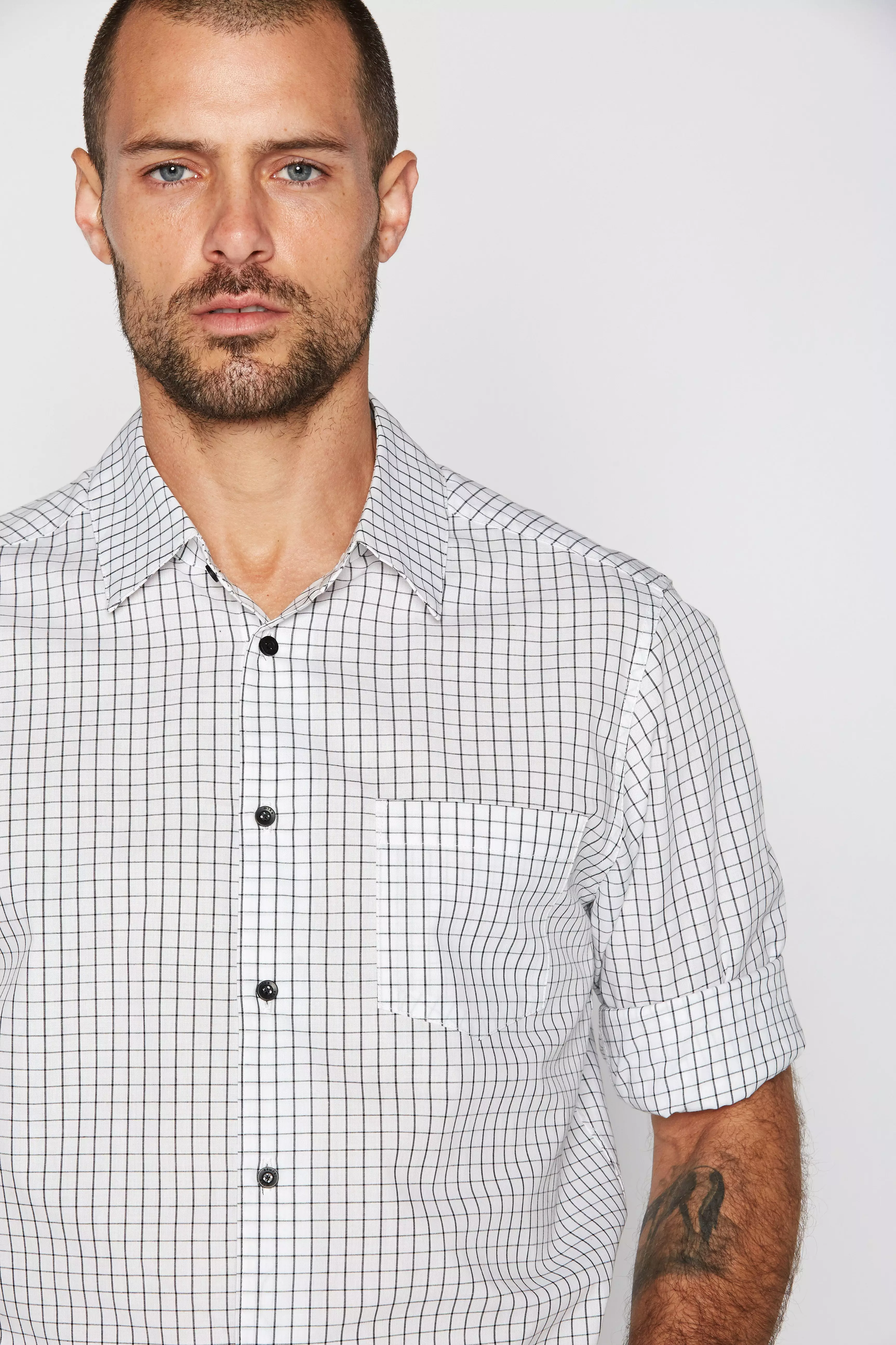 Men's Checkered Cotton Button Up Shirt