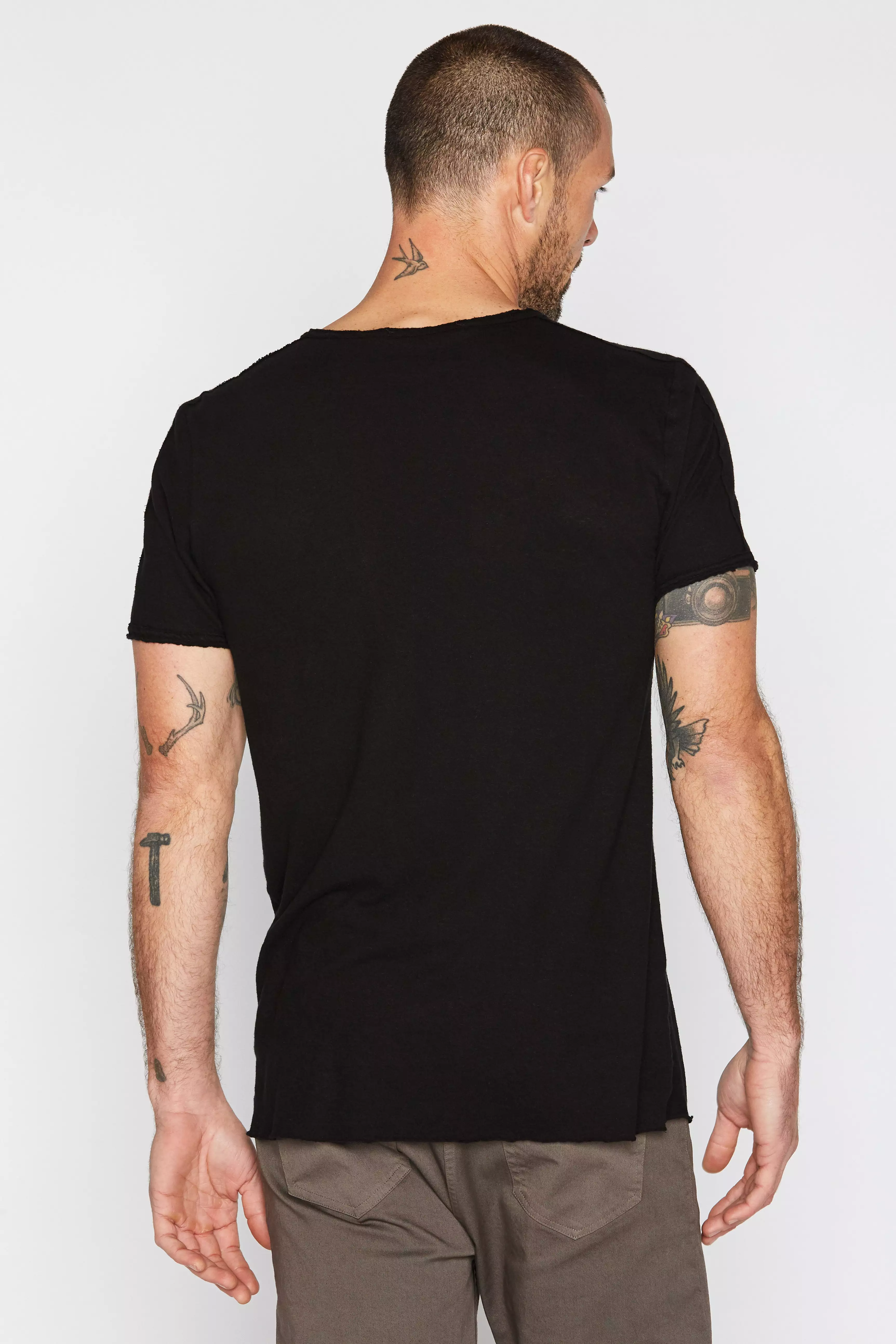 Men's Cotton Linen Patch Sleeve Tee