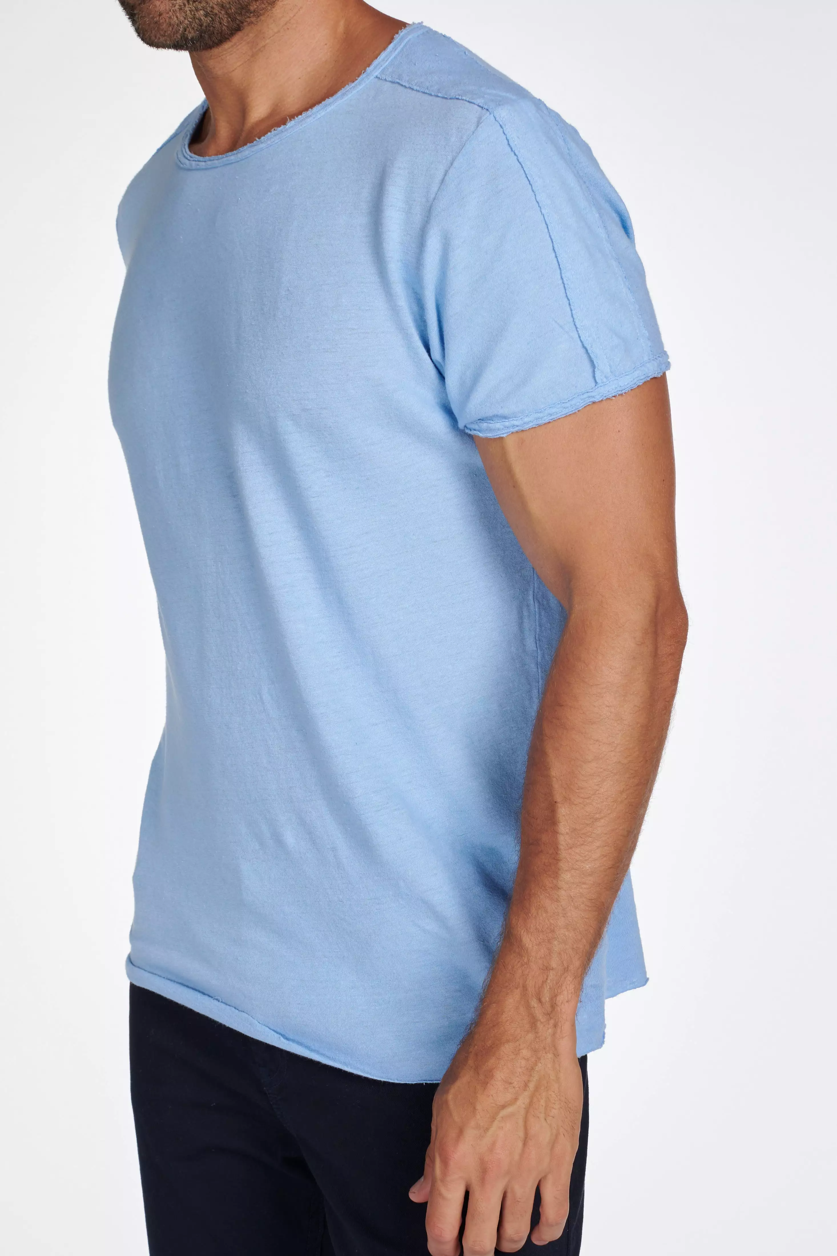 Men's Cotton Linen Patch Sleeve Tee