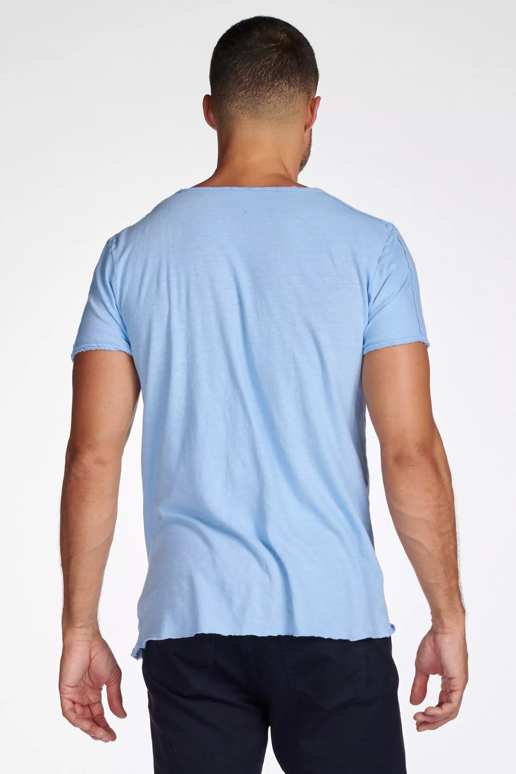 Men's Cotton Linen Patch Sleeve Tee