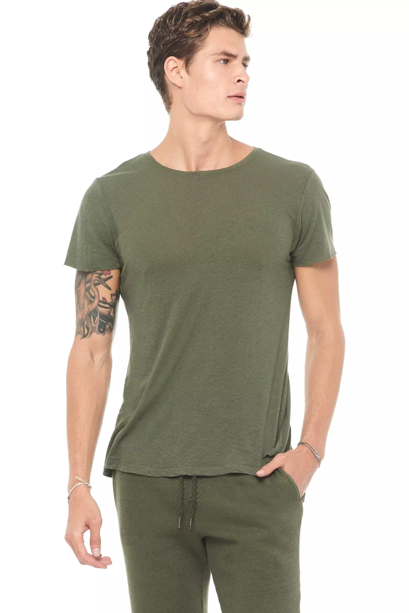 Men's Linen Blend Crew Neck Tee