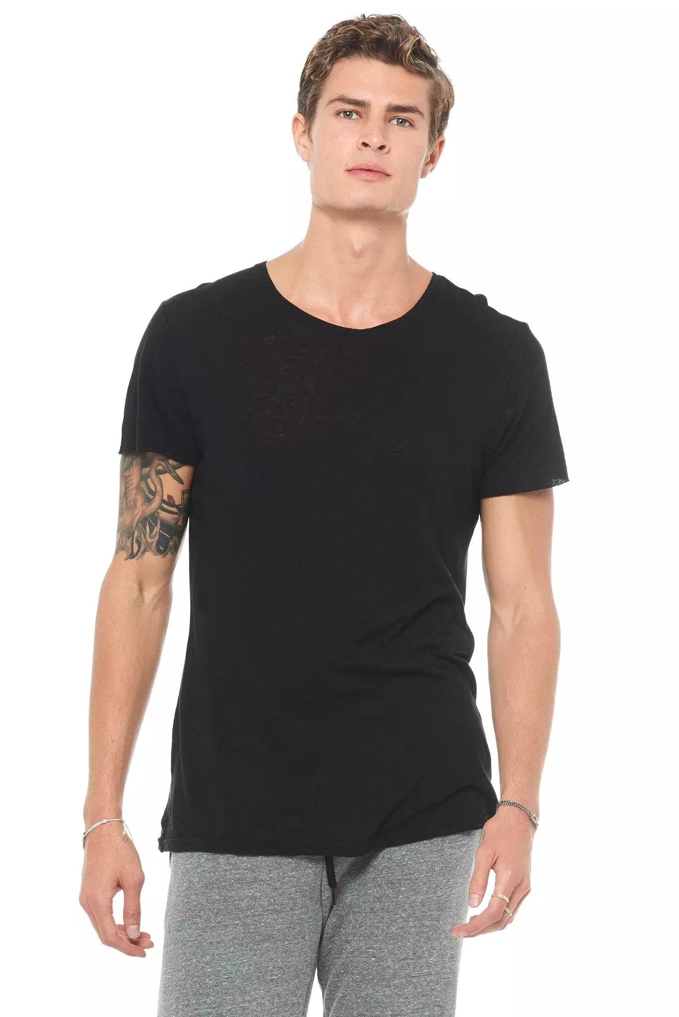 Men's Linen Blend Crew Neck Tee