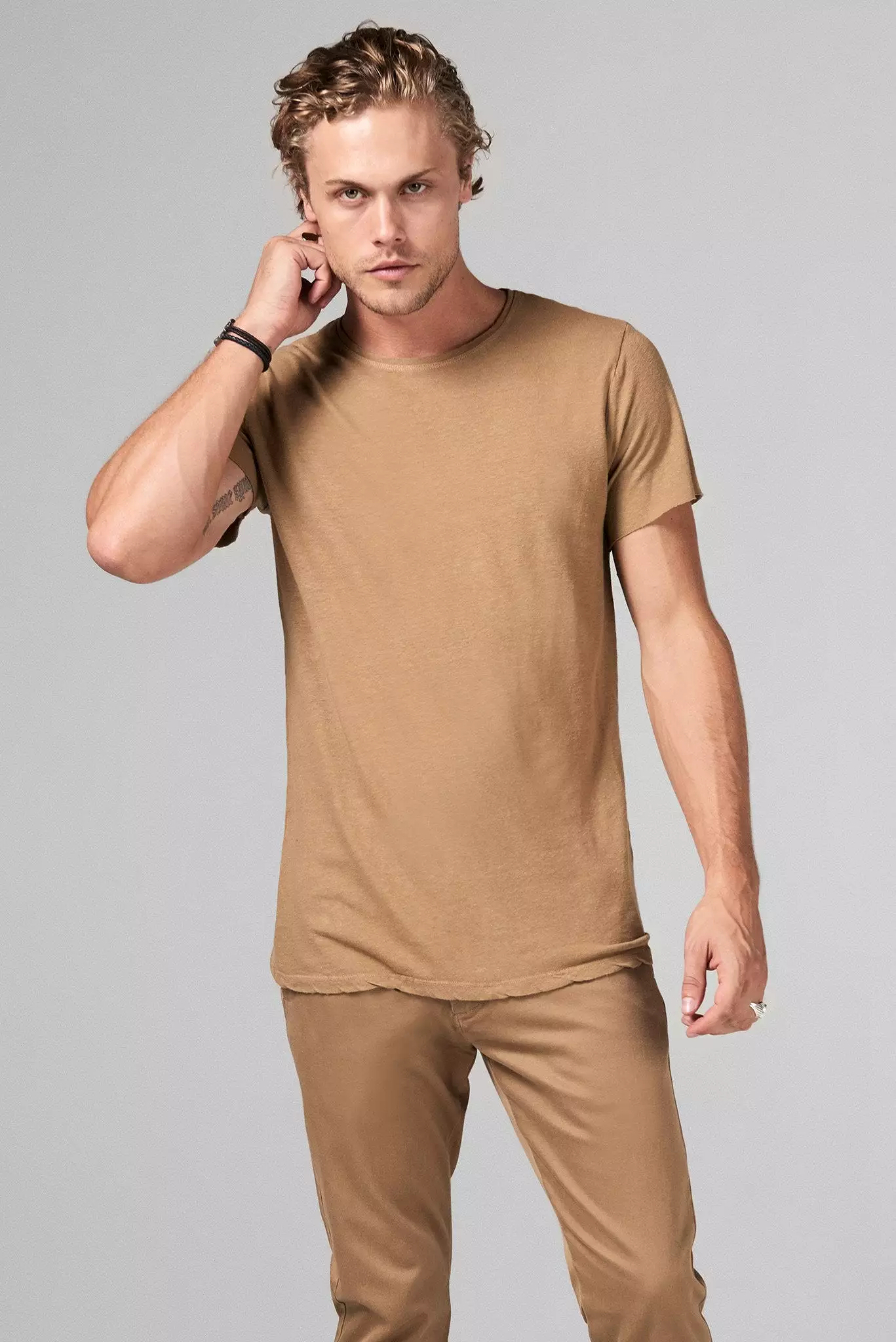 Men's Linen Blend Crew Neck Tee