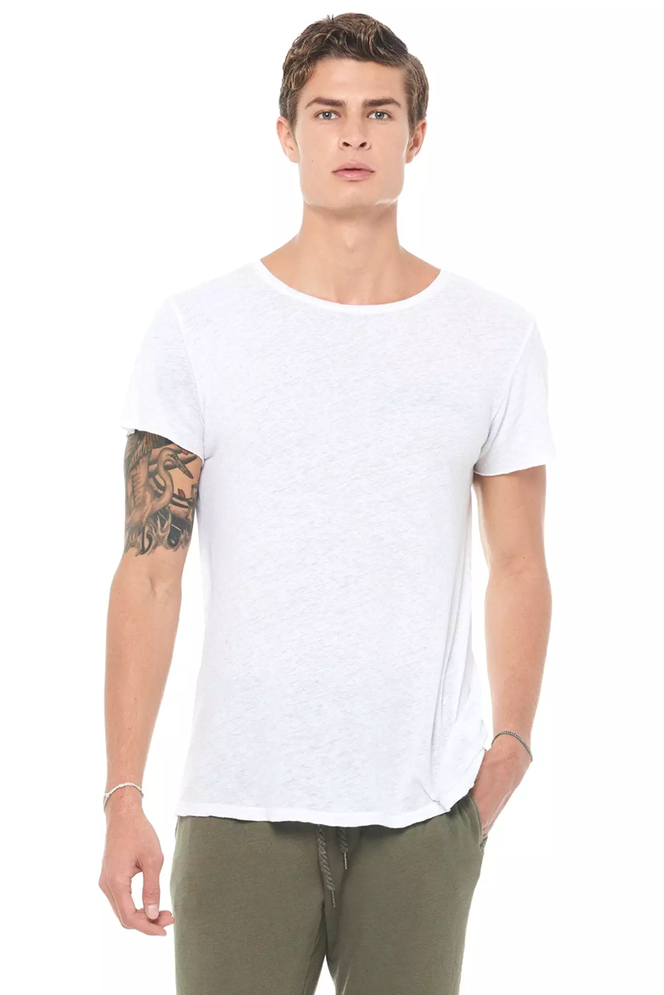 Men's Linen Blend Crew Neck Tee