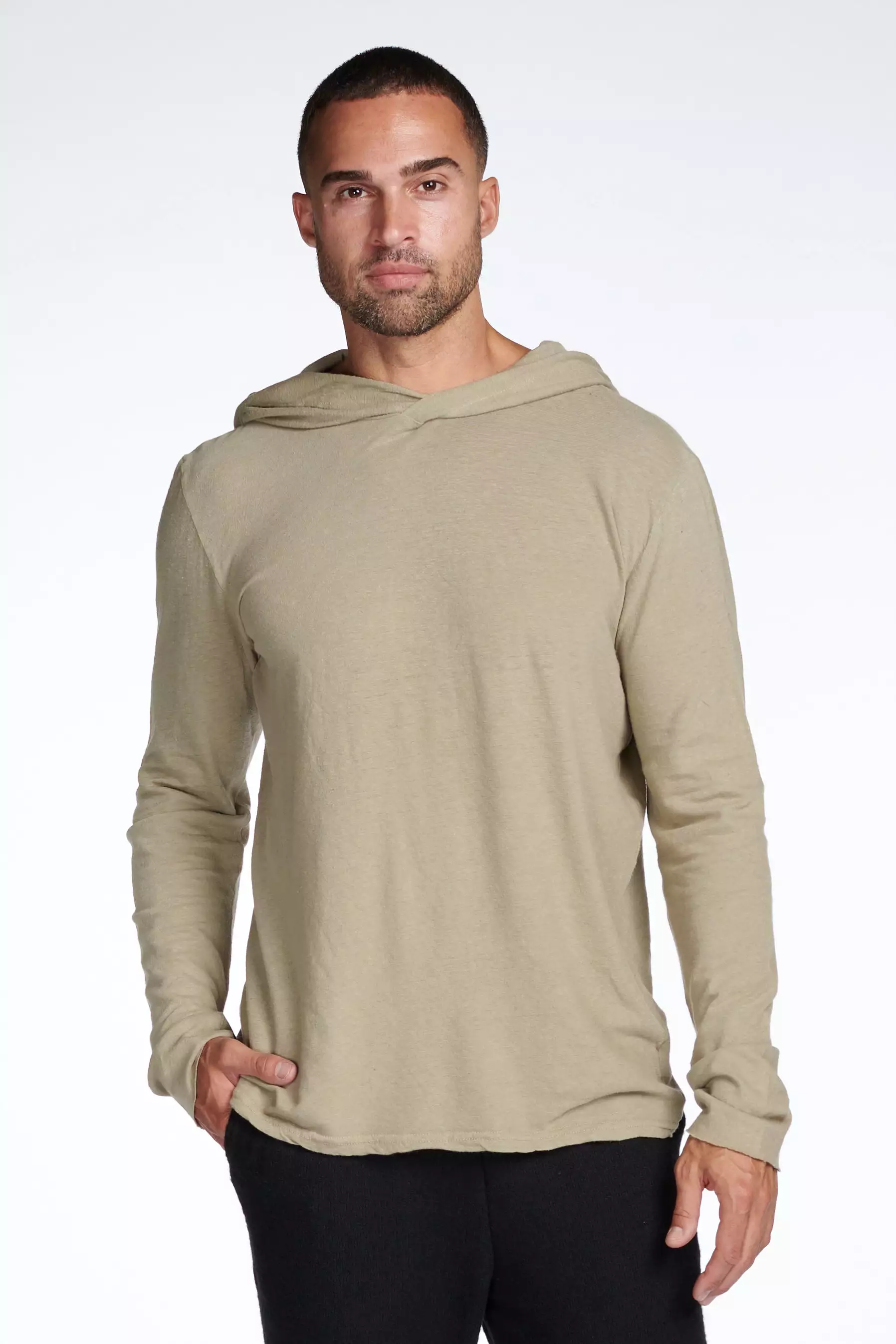 Men's Linen Blend Long Sleeve Hoodie