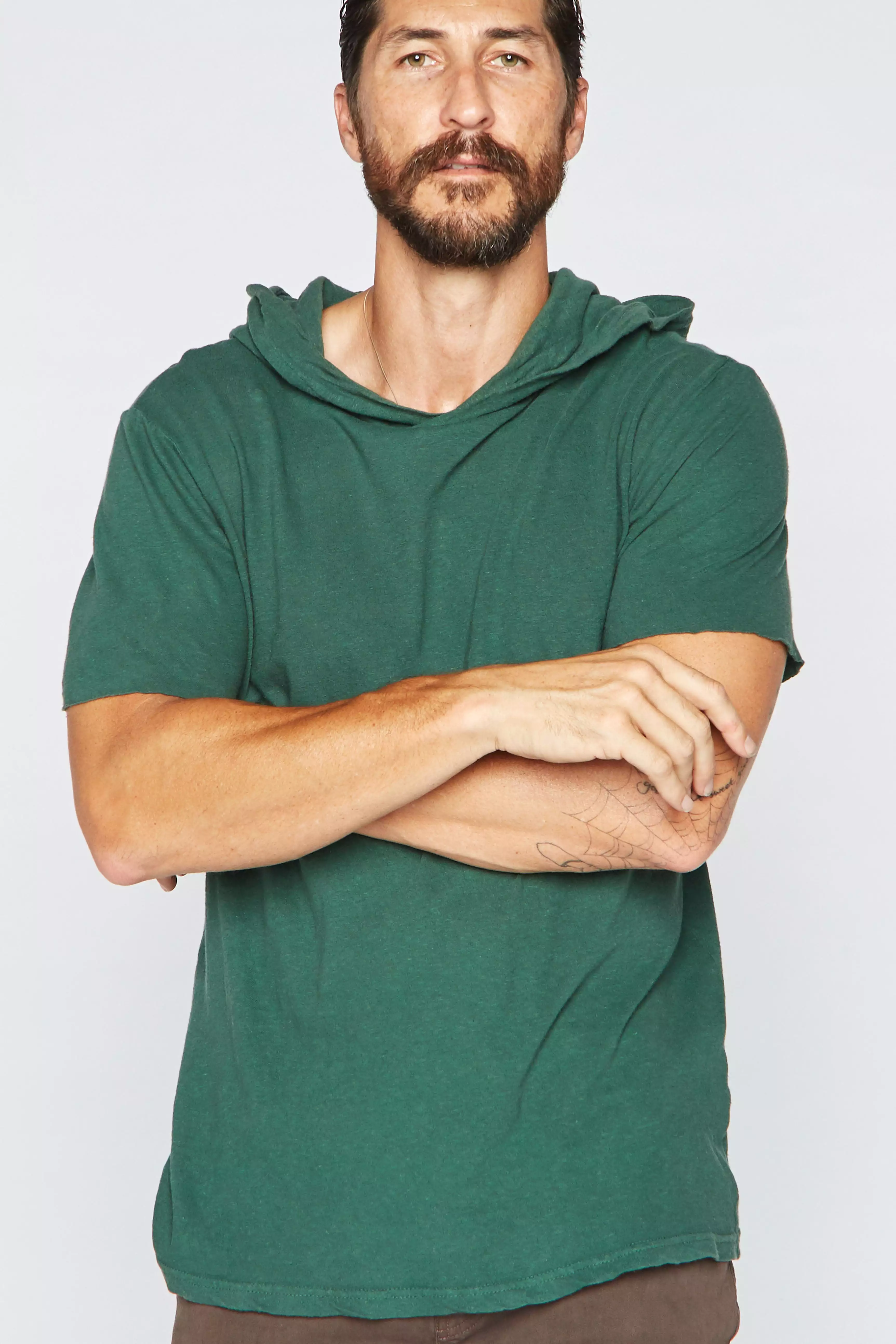 Men's Linen Blend Short Sleeve Hoodie