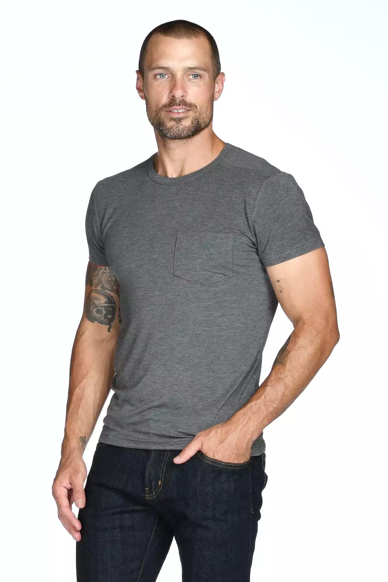 Men's Madison Modal V-Pocket Crew with Shoulder Seam