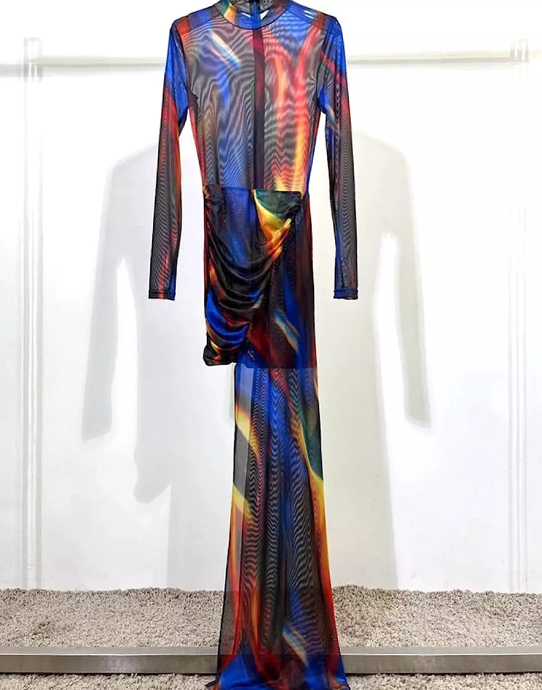 Mesh Flame Asymmetrical Dress