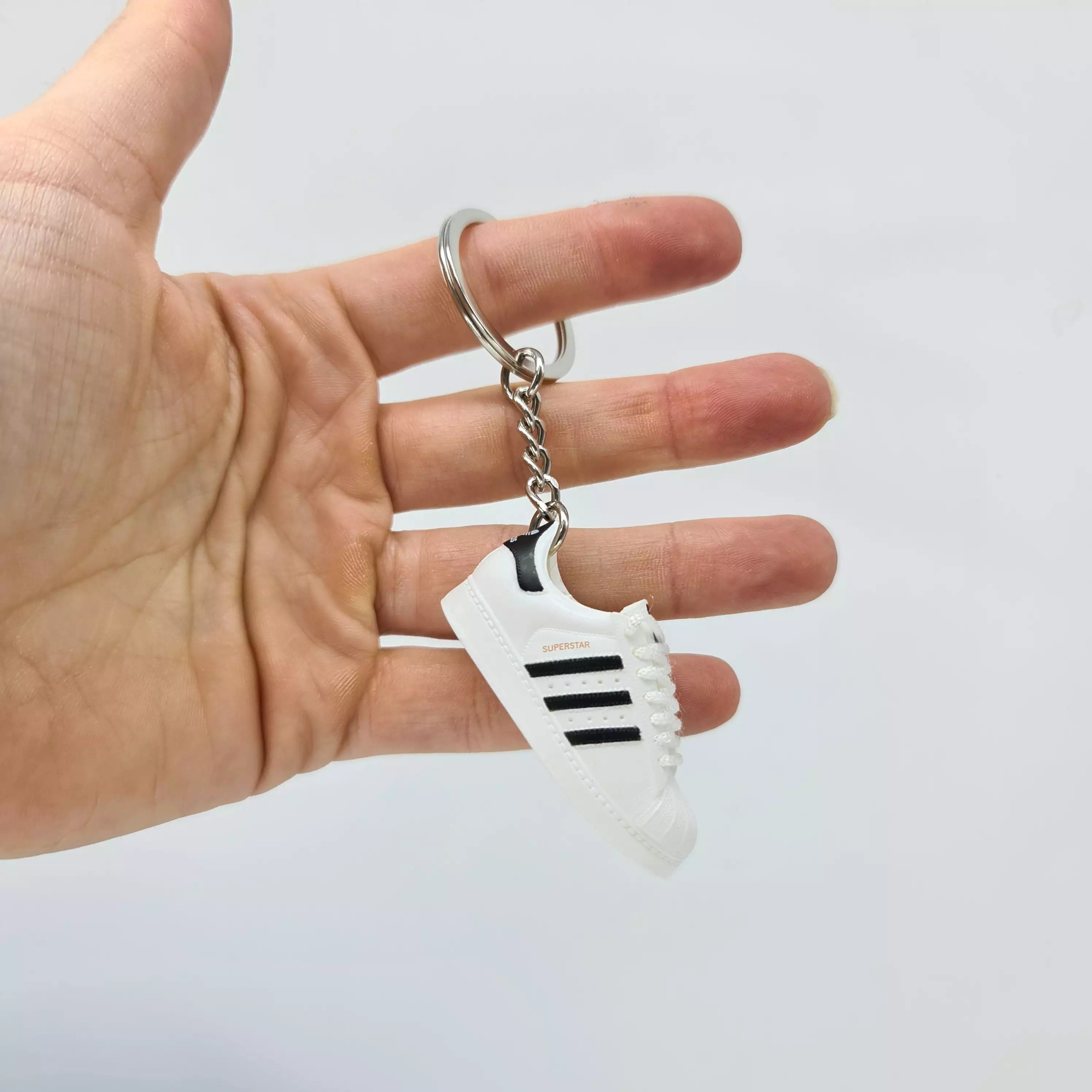 Mini Sneaker Keyring- Adi Superstar (White/Black)