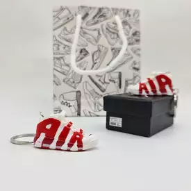 Mini Sneaker Keyring- Air More Uptempo (White/Red)