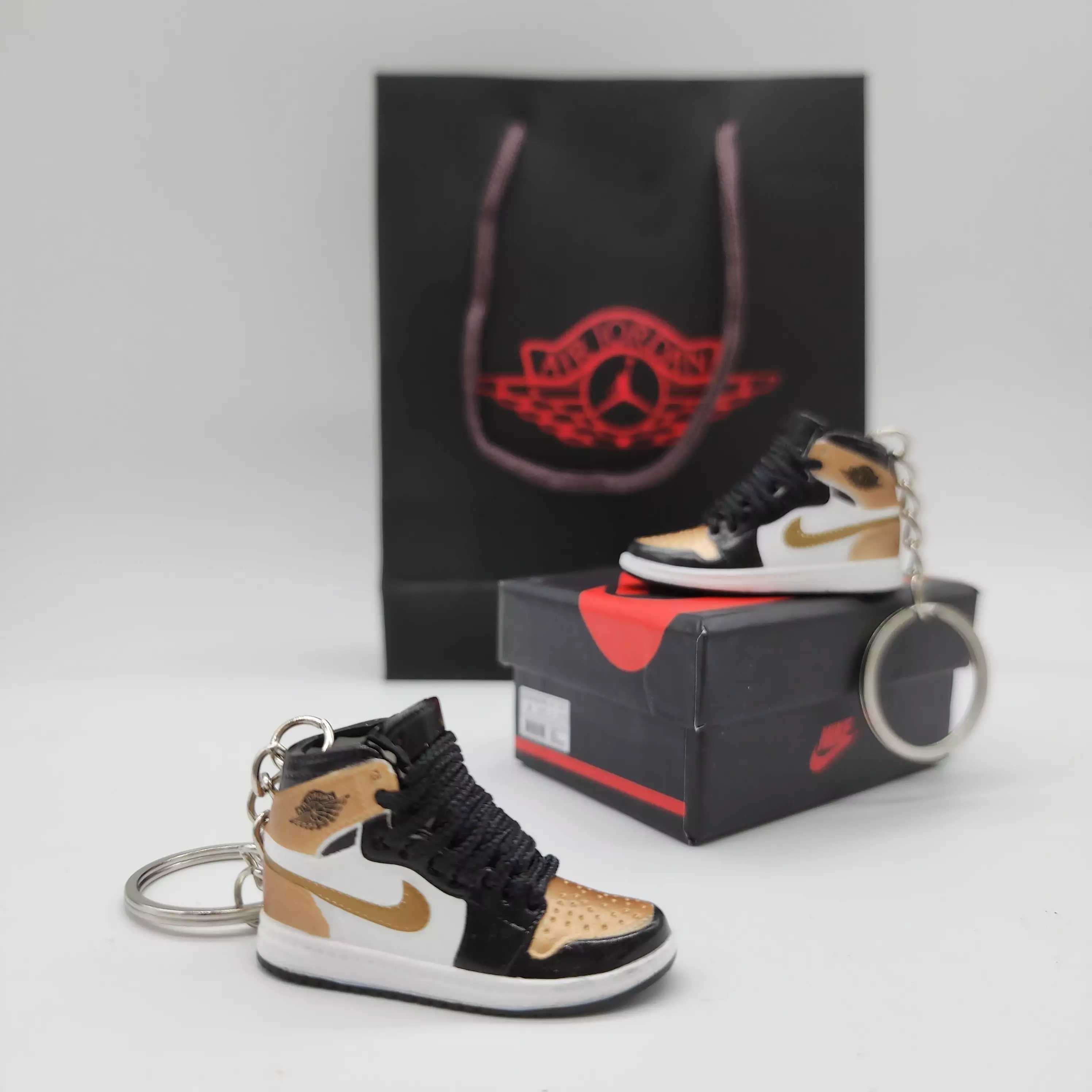 Mini Sneaker Keyring- AJ1 (Black/ Gold)