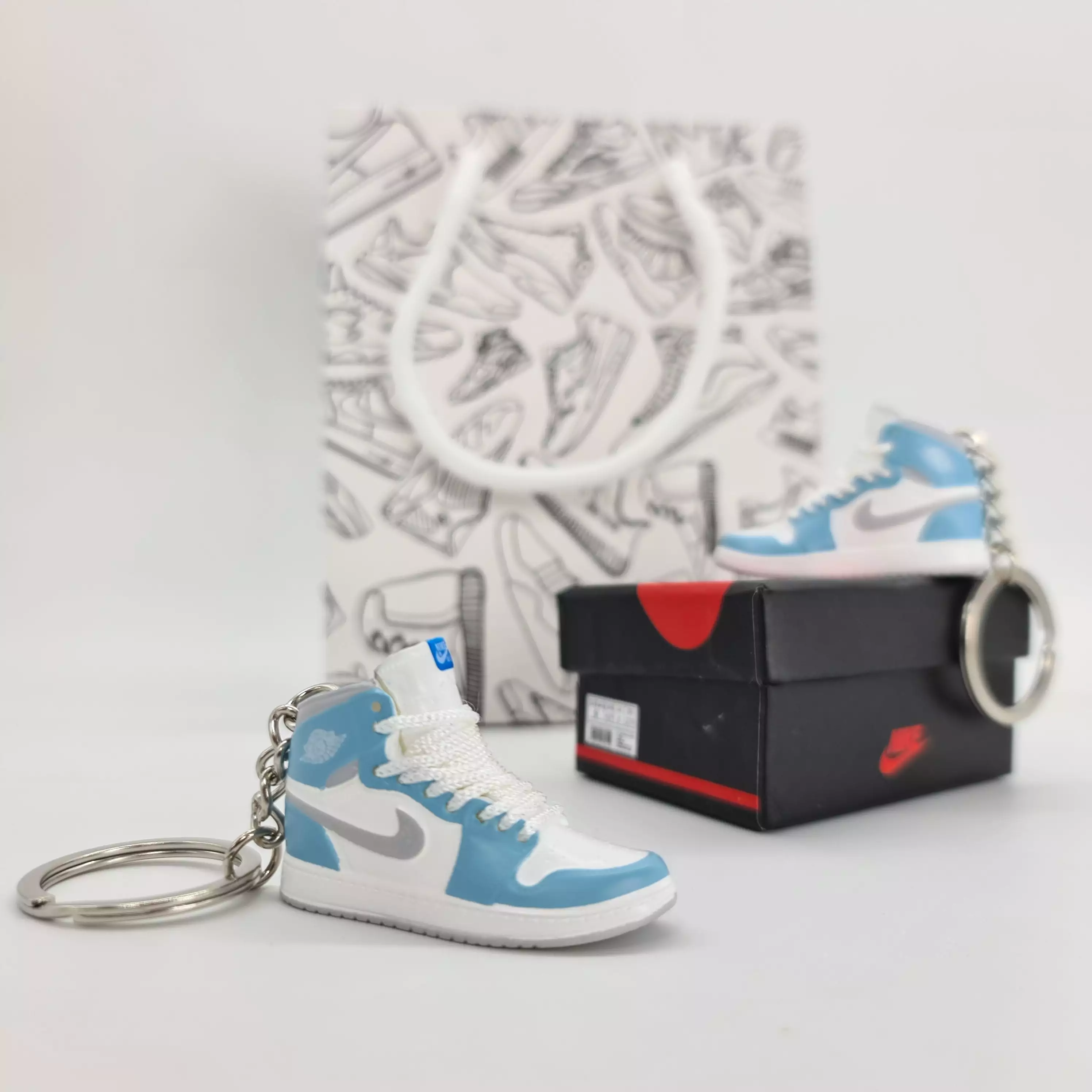 Mini Sneaker Keyring- AJ1 (Blue/Silver/White)