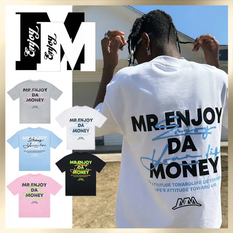 MR. ENJOY DA MONEY  |Unisex Street Style Cotton Short Sleeves Oversized Logo