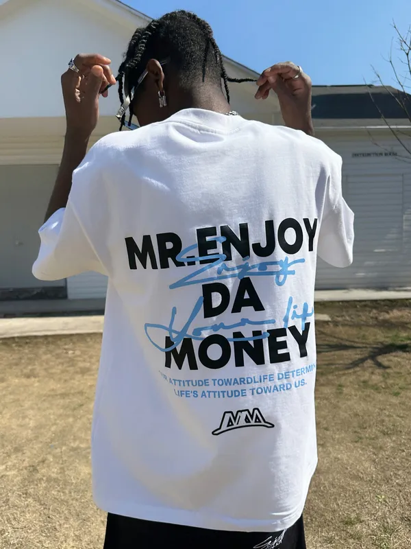 MR. ENJOY DA MONEY  |Unisex Street Style Cotton Short Sleeves Oversized Logo