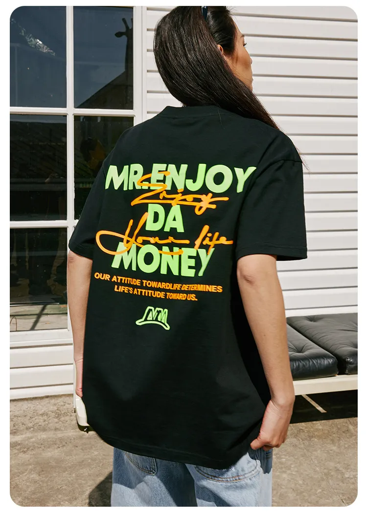 MR. ENJOY DA MONEY  |Unisex Street Style Cotton Short Sleeves Oversized Logo