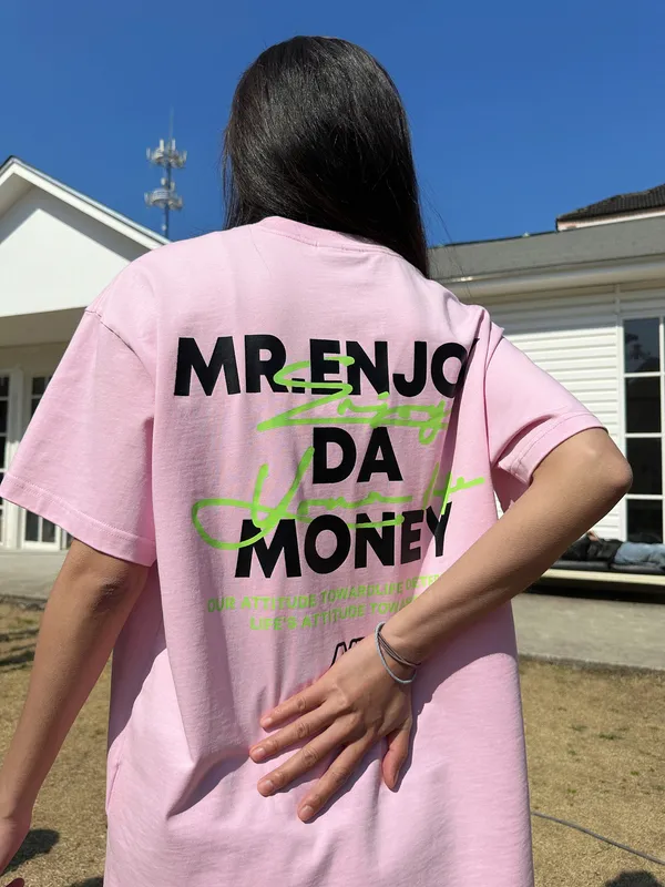 MR. ENJOY DA MONEY  |Unisex Street Style Cotton Short Sleeves Oversized Logo