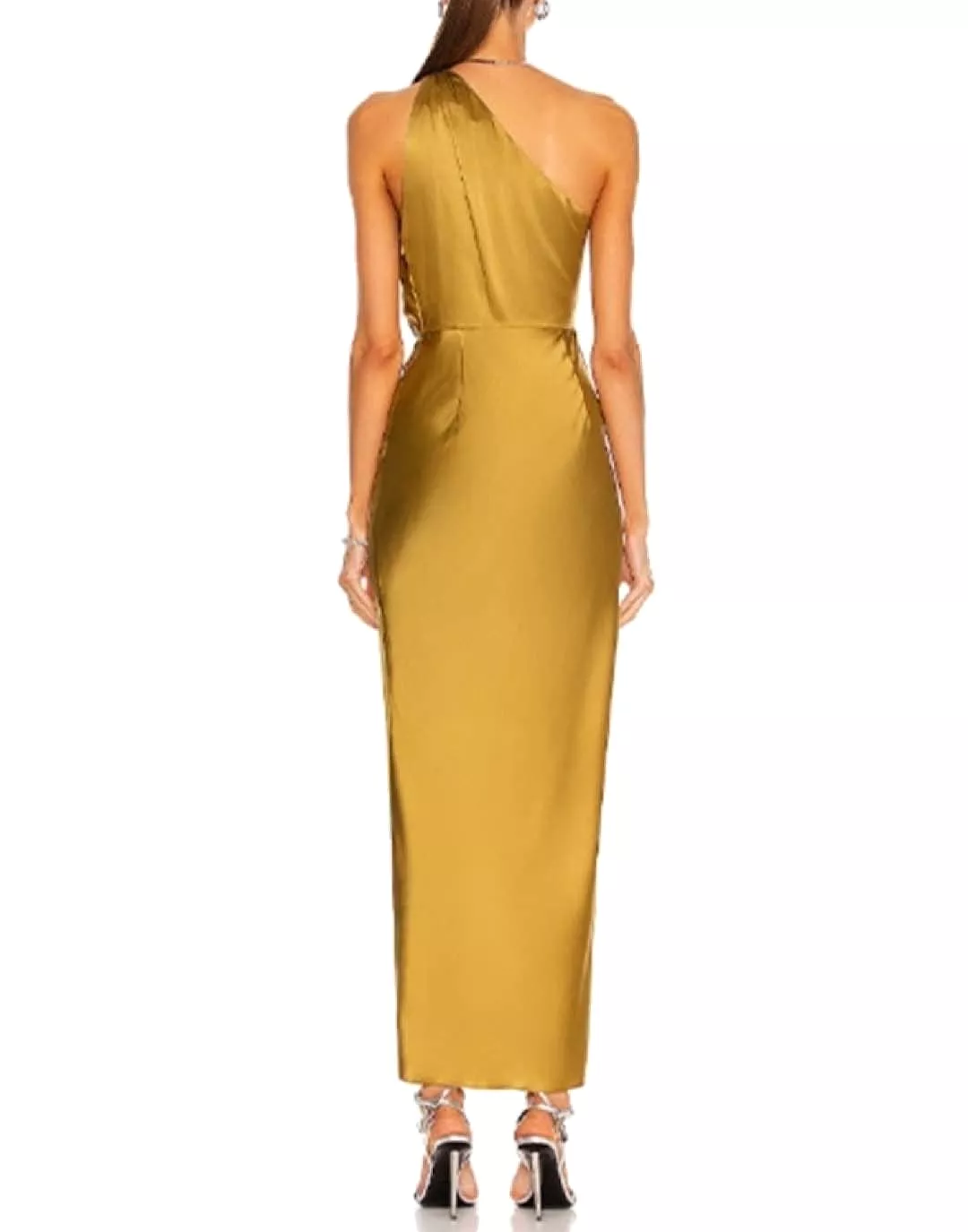 One Shoulder Draped Slitted Dress