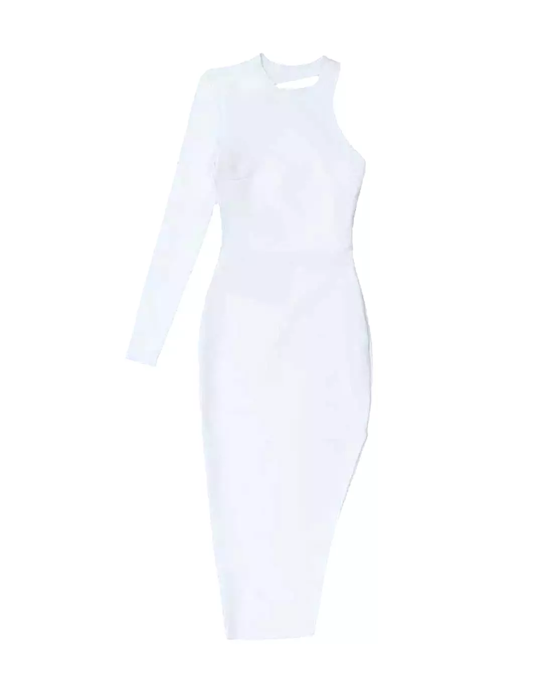 One Sleeve Cutout Bodycon Dress In White