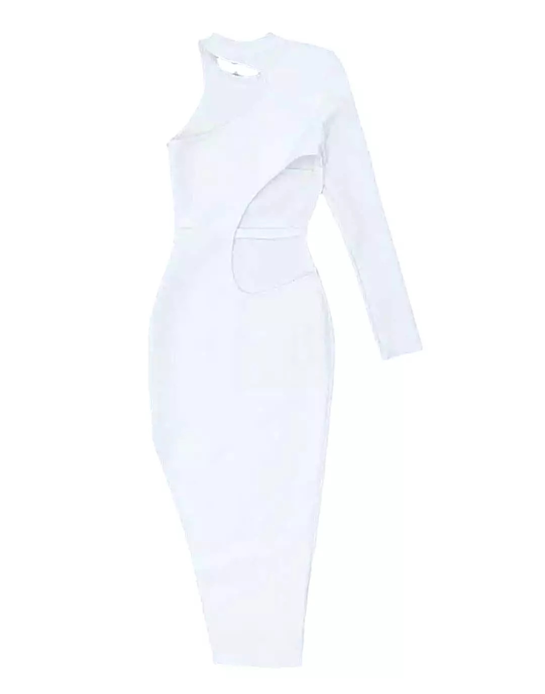 One Sleeve Cutout Bodycon Dress In White