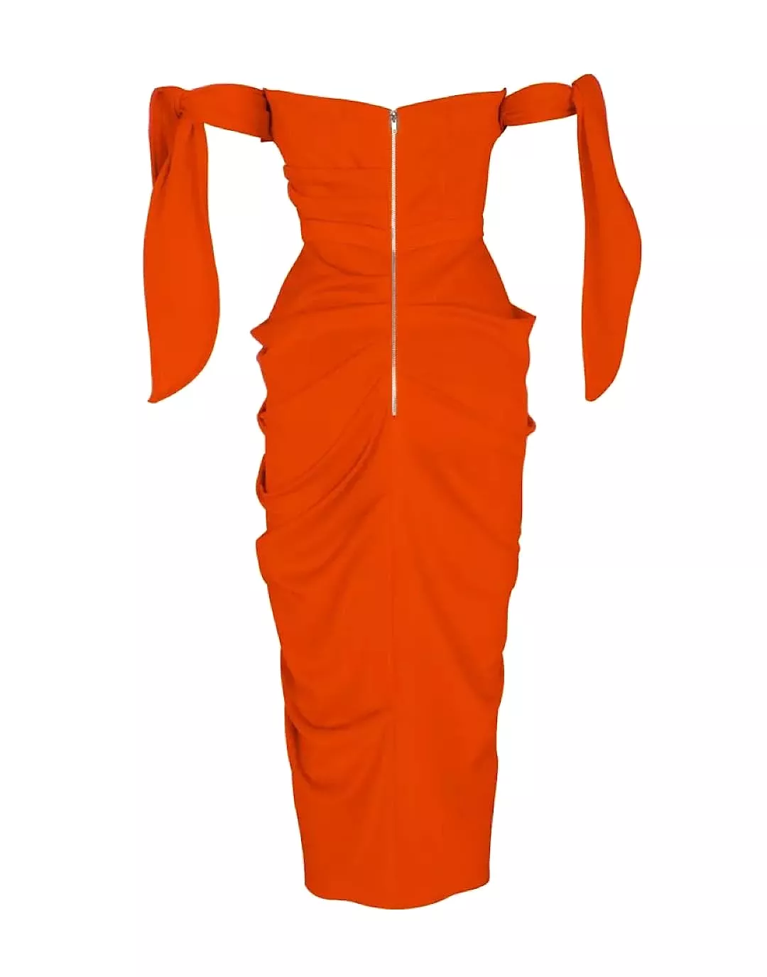 Orange Bodycon Draped Asymmetrical Dress