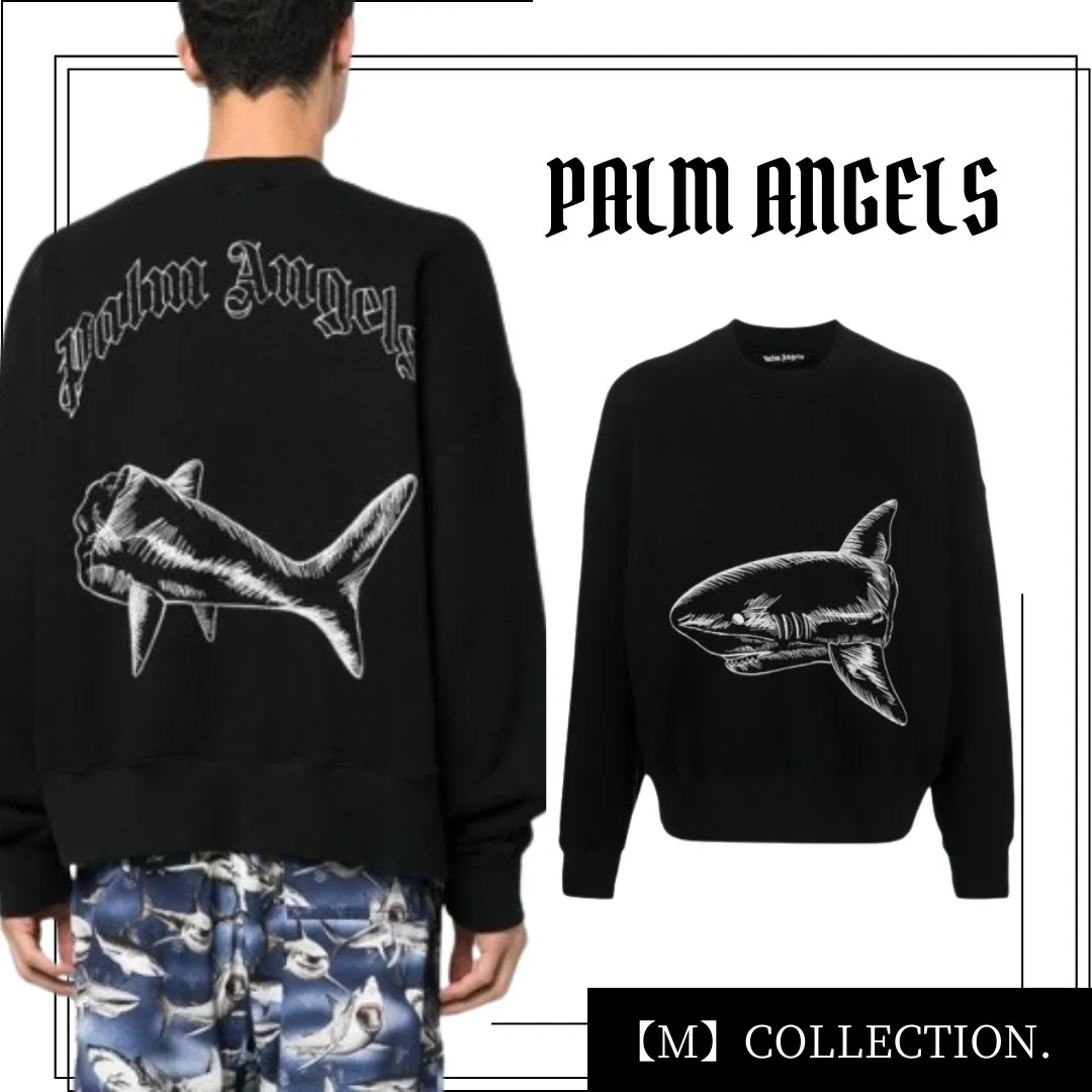 Palm Angels  |Unisex Street Style U-Neck Long Sleeves Cotton Oversized