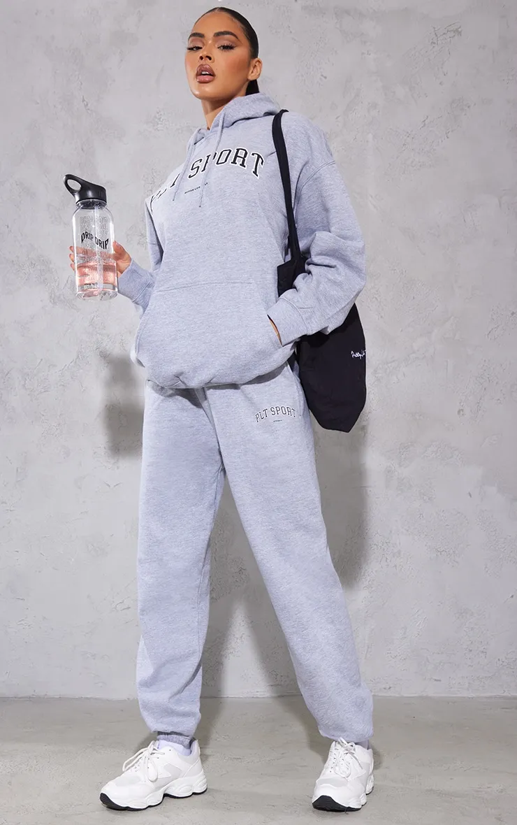 Plt Grey Marl Sport Print Oversized Joggers