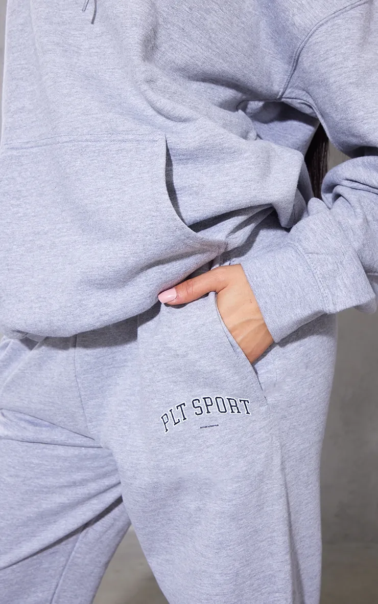 Plt Grey Marl Sport Print Oversized Joggers